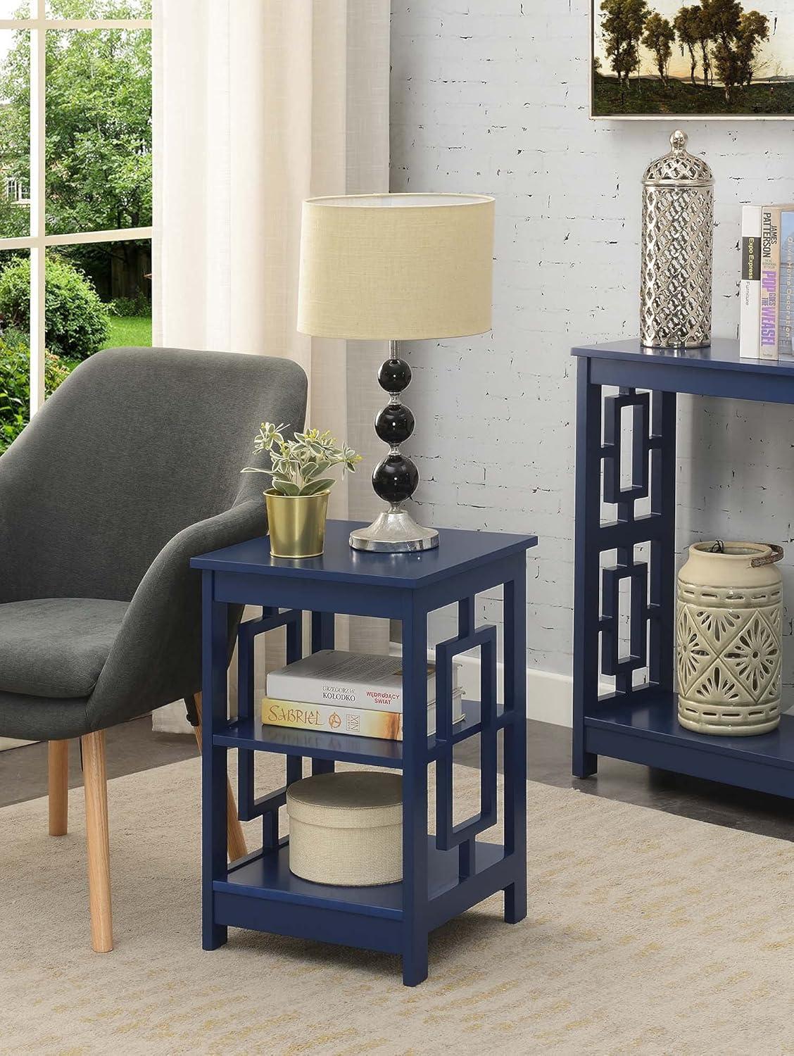 Convenience Concepts Town Square End Table with Shelves, Cobalt Blue