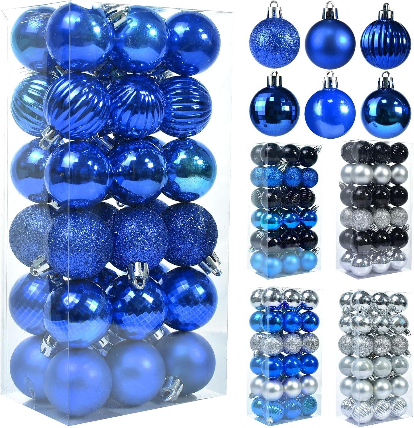 Hxoliqit,36Pcs Christmas Ornaments For Xmas Tree Plastic Mini Shatterproof Hanging Kit Wedding Party,Blue,Wreaths For Front Door