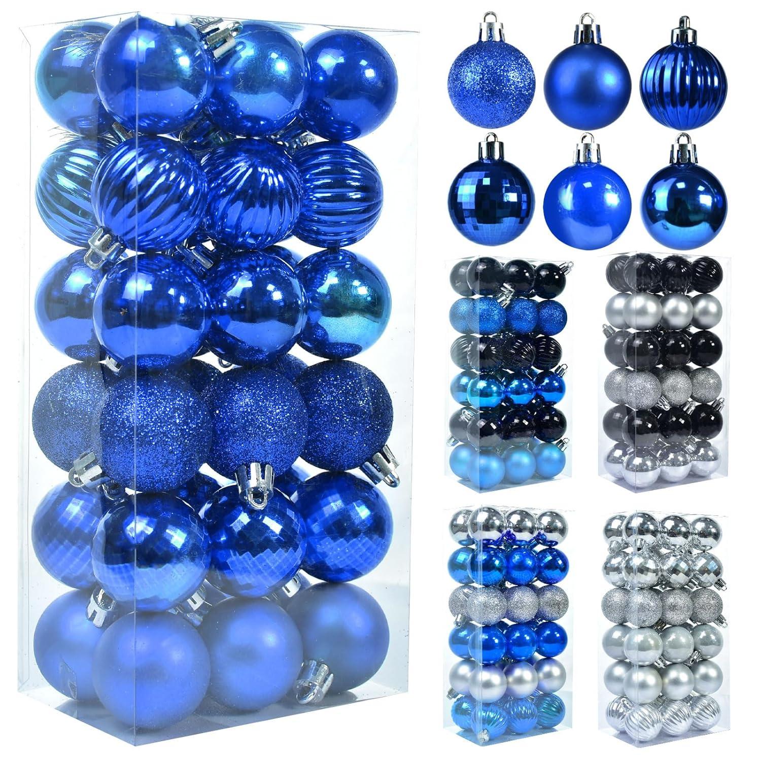Hxoliqit,36Pcs Christmas Ornaments For Xmas Tree Plastic Mini Shatterproof Hanging Kit Wedding Party,Blue,Wreaths For Front Door