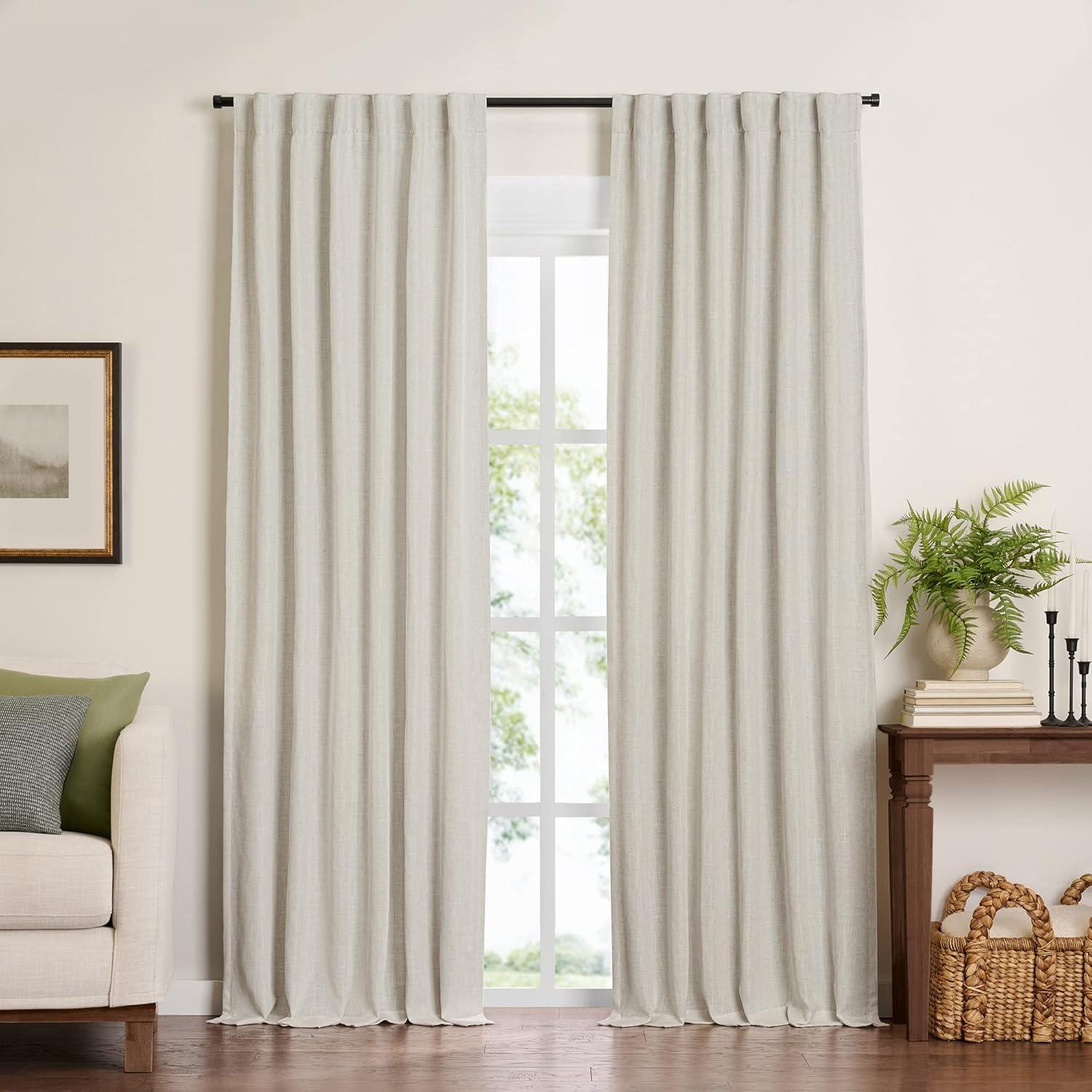 Harrow Solid Texture Room Darkening Single Window Curtain Panel - 52" x 84" - Natural - Elrene Home Fashions