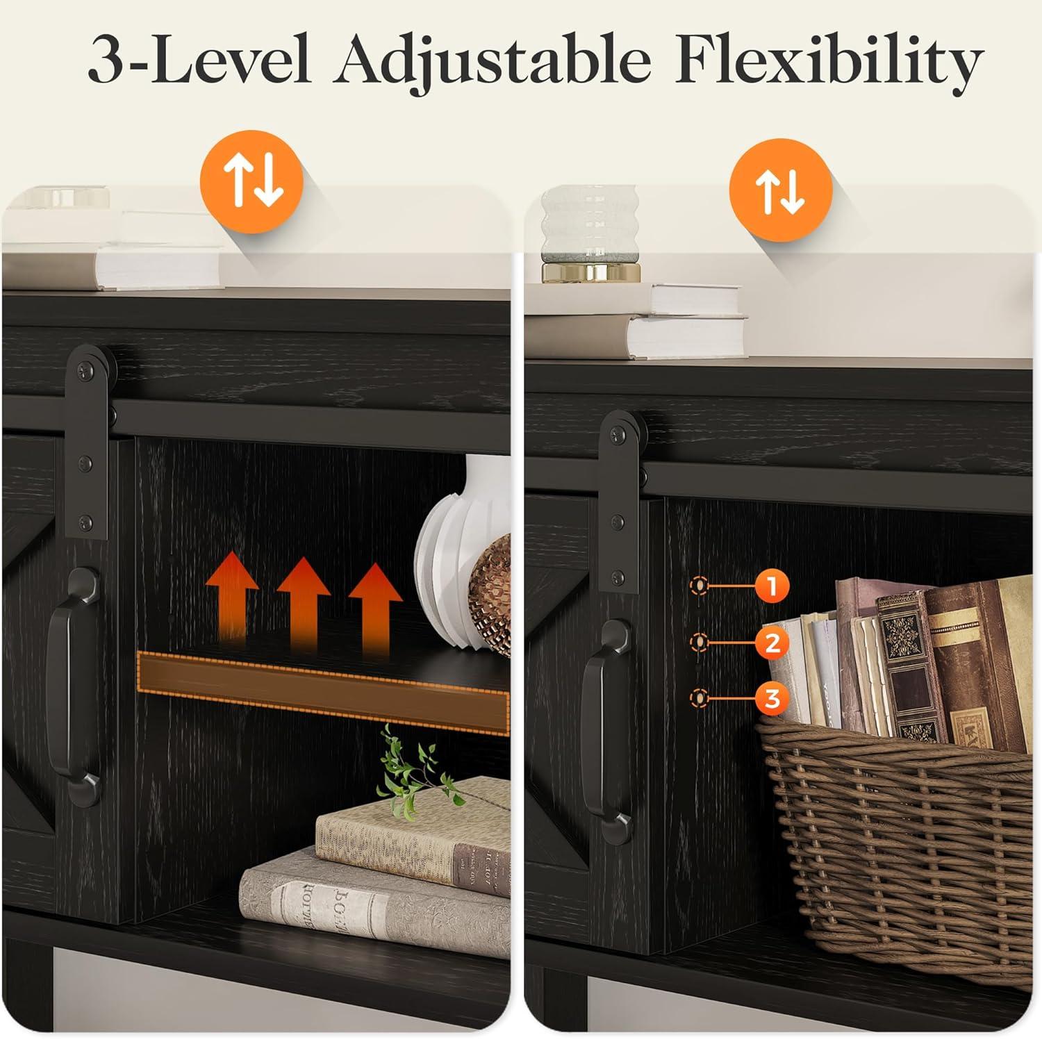 Farmhouse Console Table with Storage Shelf & Sliding Barn Door, Wood Entryway Table with Storage, 46" Narrow Long Sofa Table, Behind Couch Table, Console Tables for Living Room, Entryway, Foyer