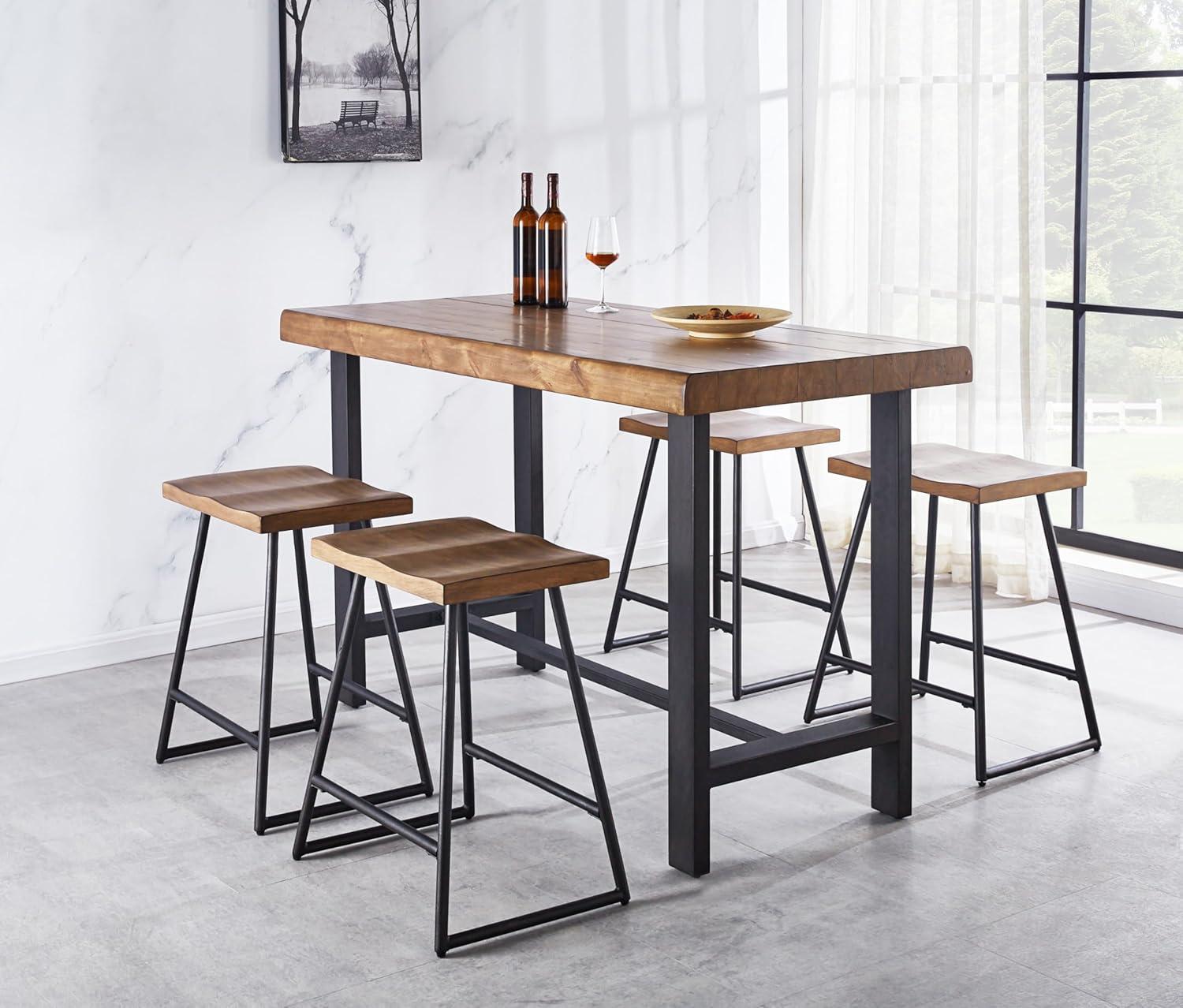 Steve Silver Co. Landon Counter Table Light Brown : Contemporary 4-Seat, Iron Frame, Wood Veneer, 38" Height