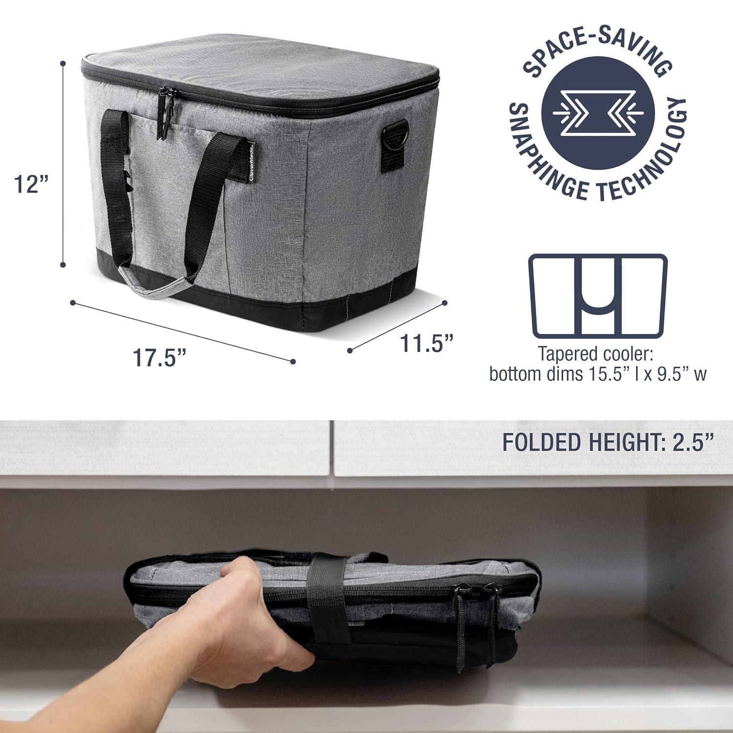 CleverMade Collapsible Tahoe Cooler - 50 Can - Heather Cool Gray/Midnight Black