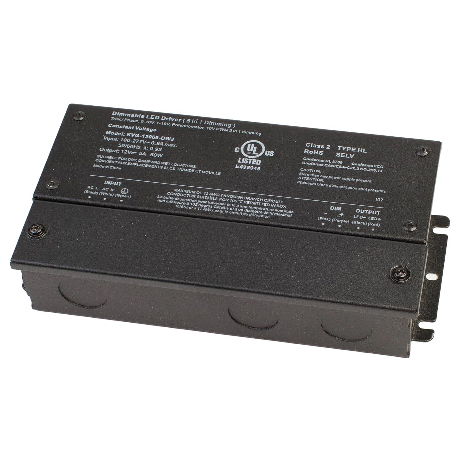 UL listed 12v 5A 60w class 2 dimmable LED driver power supply for led strip light