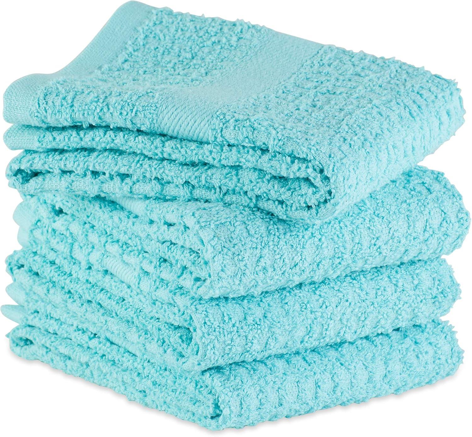 DII Modern Cotton Solid Waffle Terry Dishtowels in Aqua Blue (Set of 4)