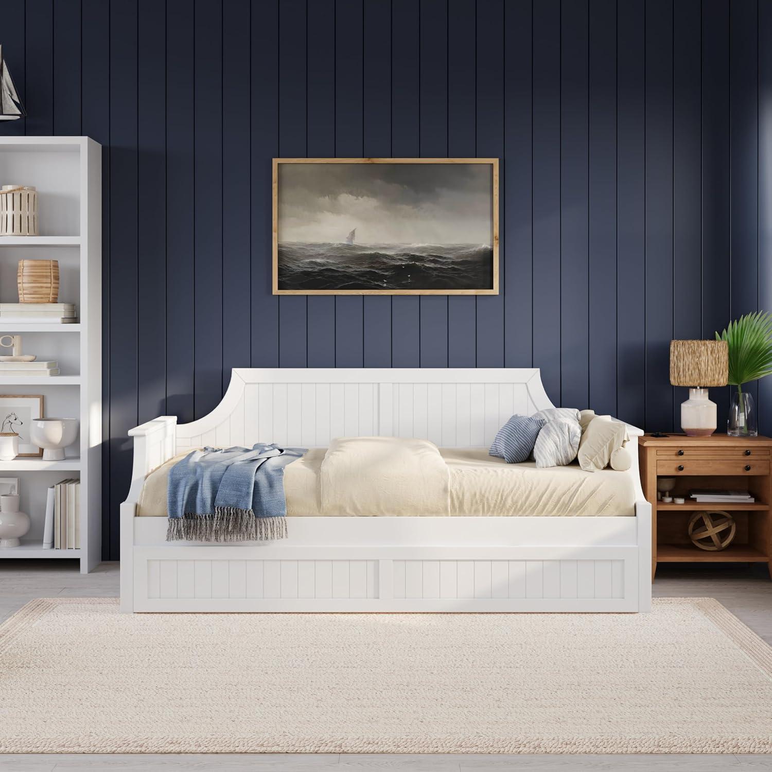 AFI Cambridge Twin Wood Daybed with Twin Size Trundle in White