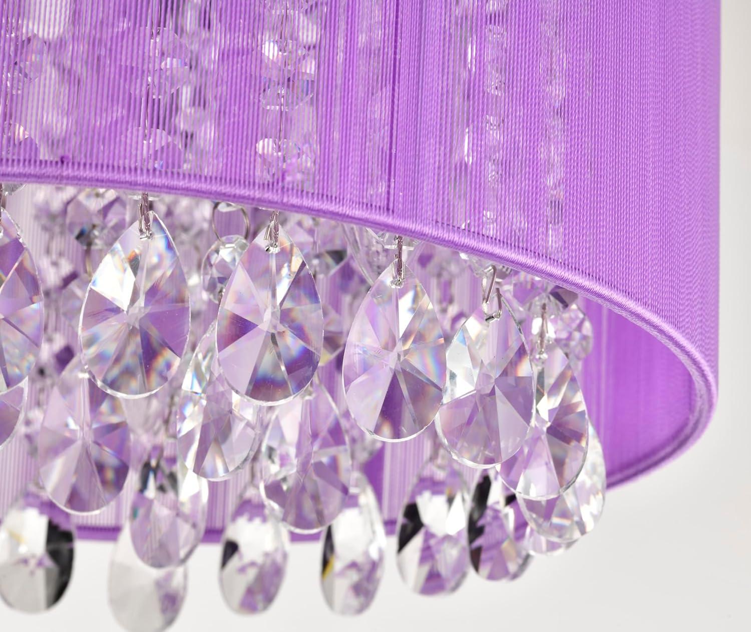 Pink Chandelier Drum Flush Mount Chandelier Crystal Ceiling Light Fixture 3 Light Bedroom Chandelier