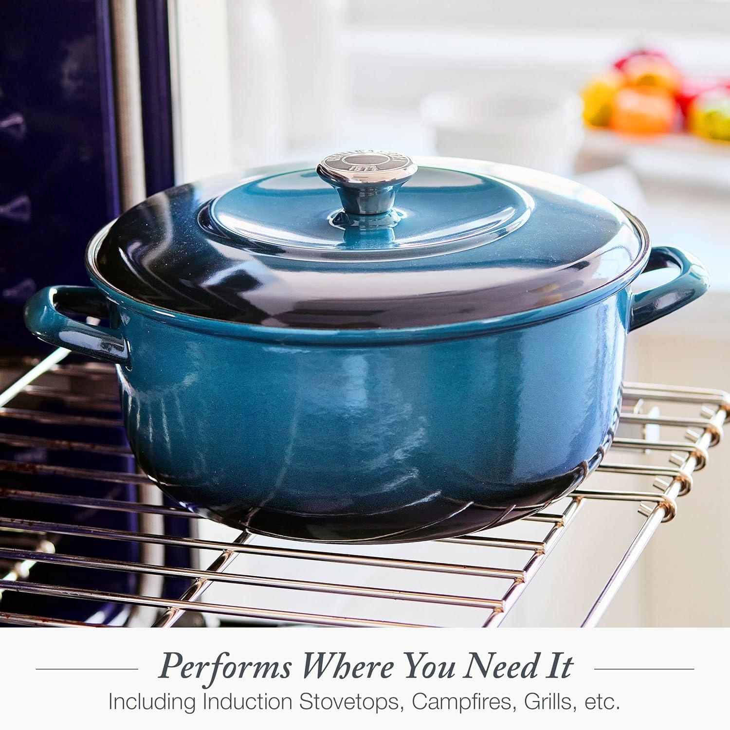 Merten & Storck 5.3qt Enameled Iron Dutch Oven Pot with Lid - Aegean Teal: Cast Iron, Induction Compatible, Hand Wash