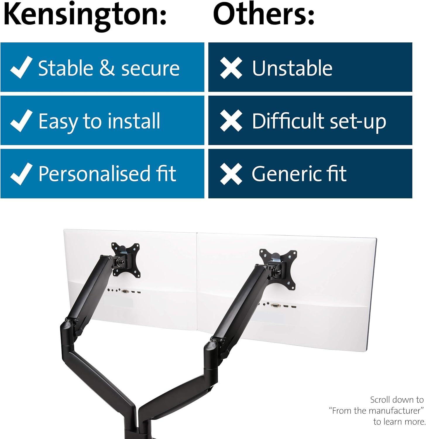 Black Adjustable Dual Monitor Desk Mount with Aluminum and Steel