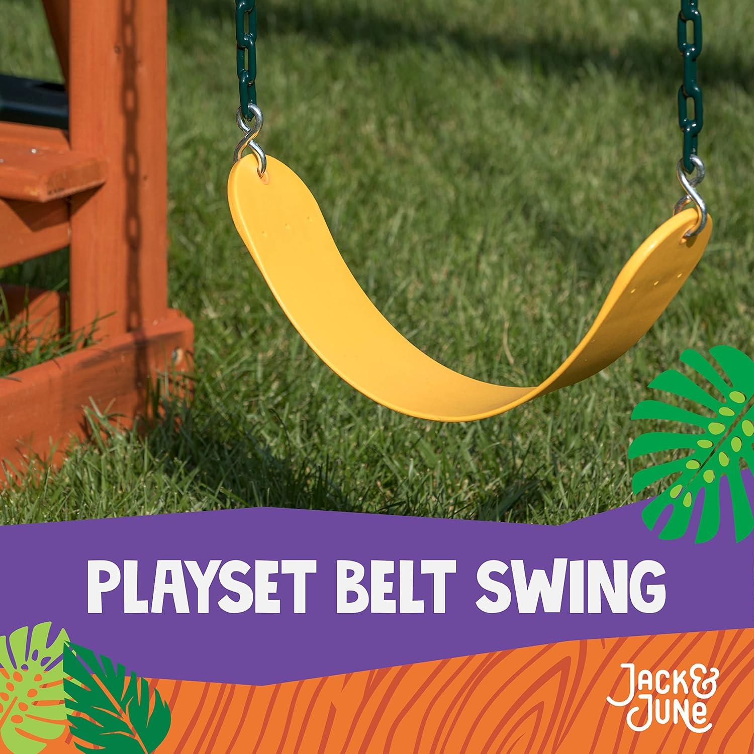 Jack and June Yellow Belt Playset Swing with 80” Chains Made for 5’ and 6’ Deck Height