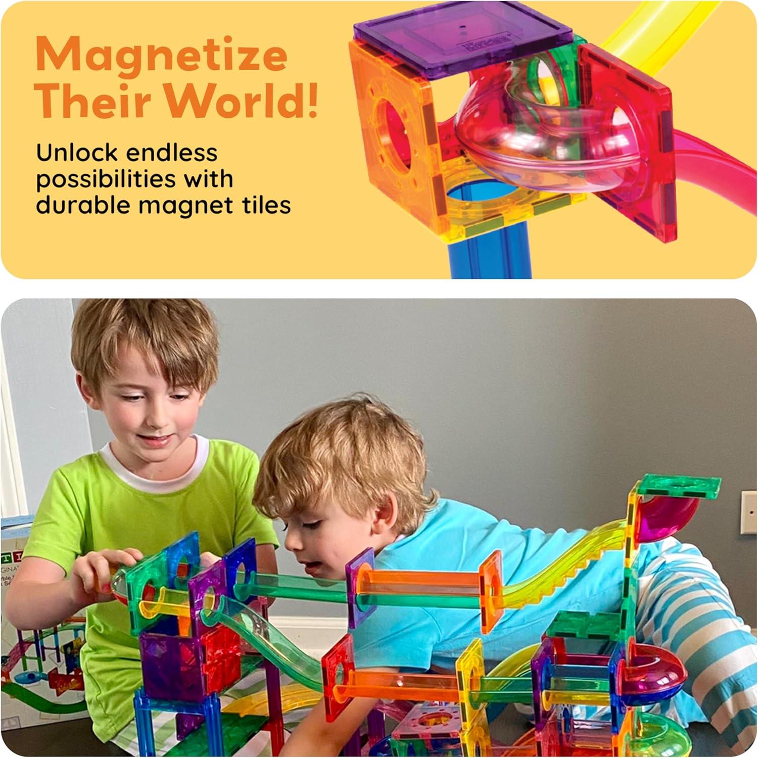 PICASSO-TILES Marble Run Race Track Building Blocks, 100 Pieces
