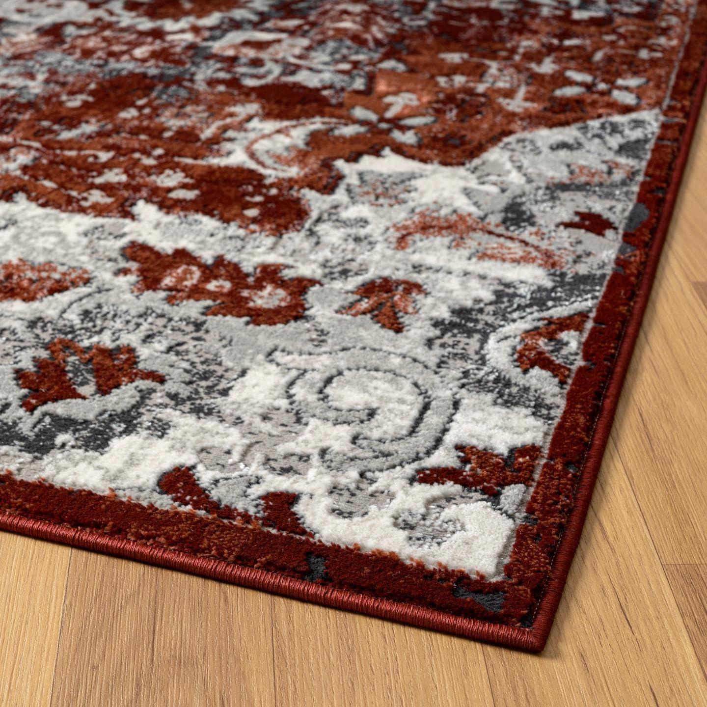 Luxe Weavers Moroccan Red 5x7 Medallion Area Rug, Floral Living Room Carpet