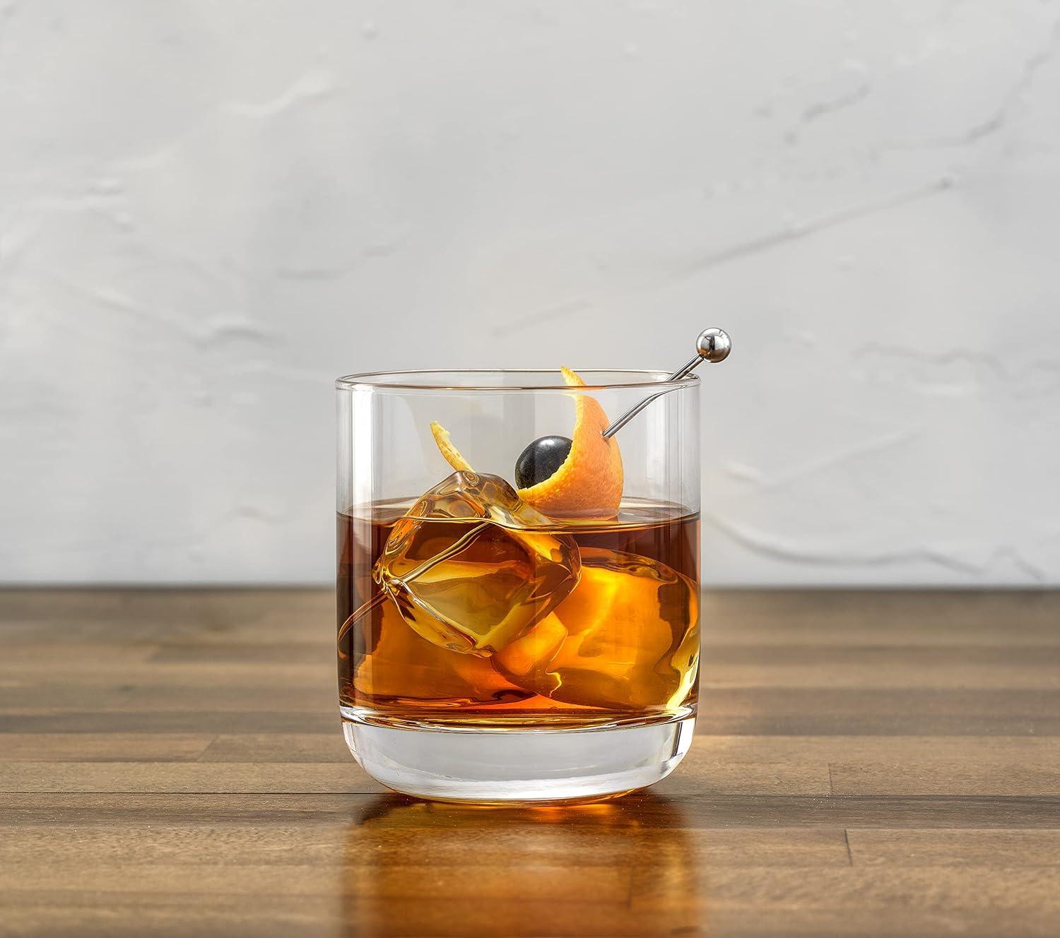 JoyJolt Nova Crystal Drinking Glasses - Short Tumbler Drinking Glass Set - Set of 4