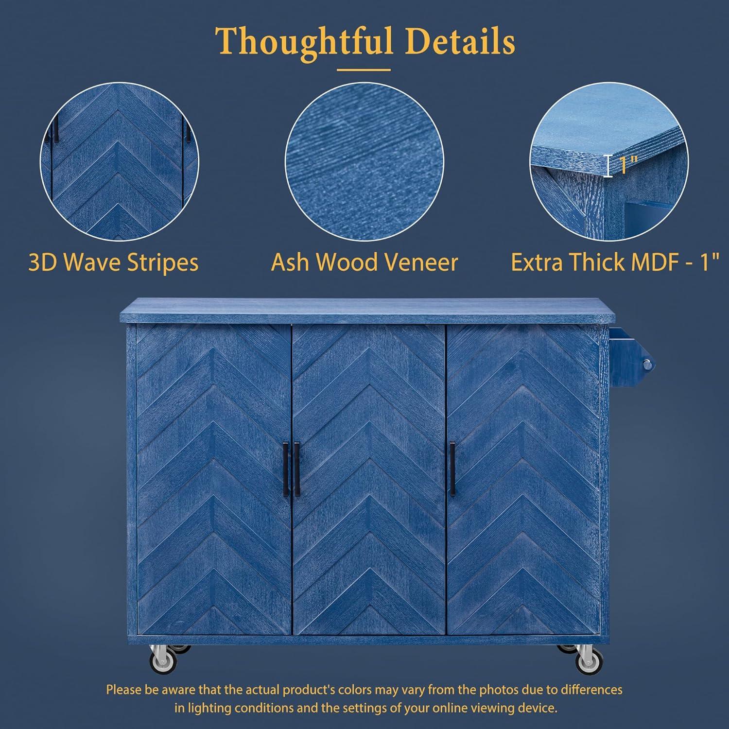 Ball & Cast Kitchen Island with Internal Storage Rack & Drop Leaf,Rolling Kitchen Cart W/Adjustable Shelves and Towel Rack,for Dining Room,Home,Bar,Champagne