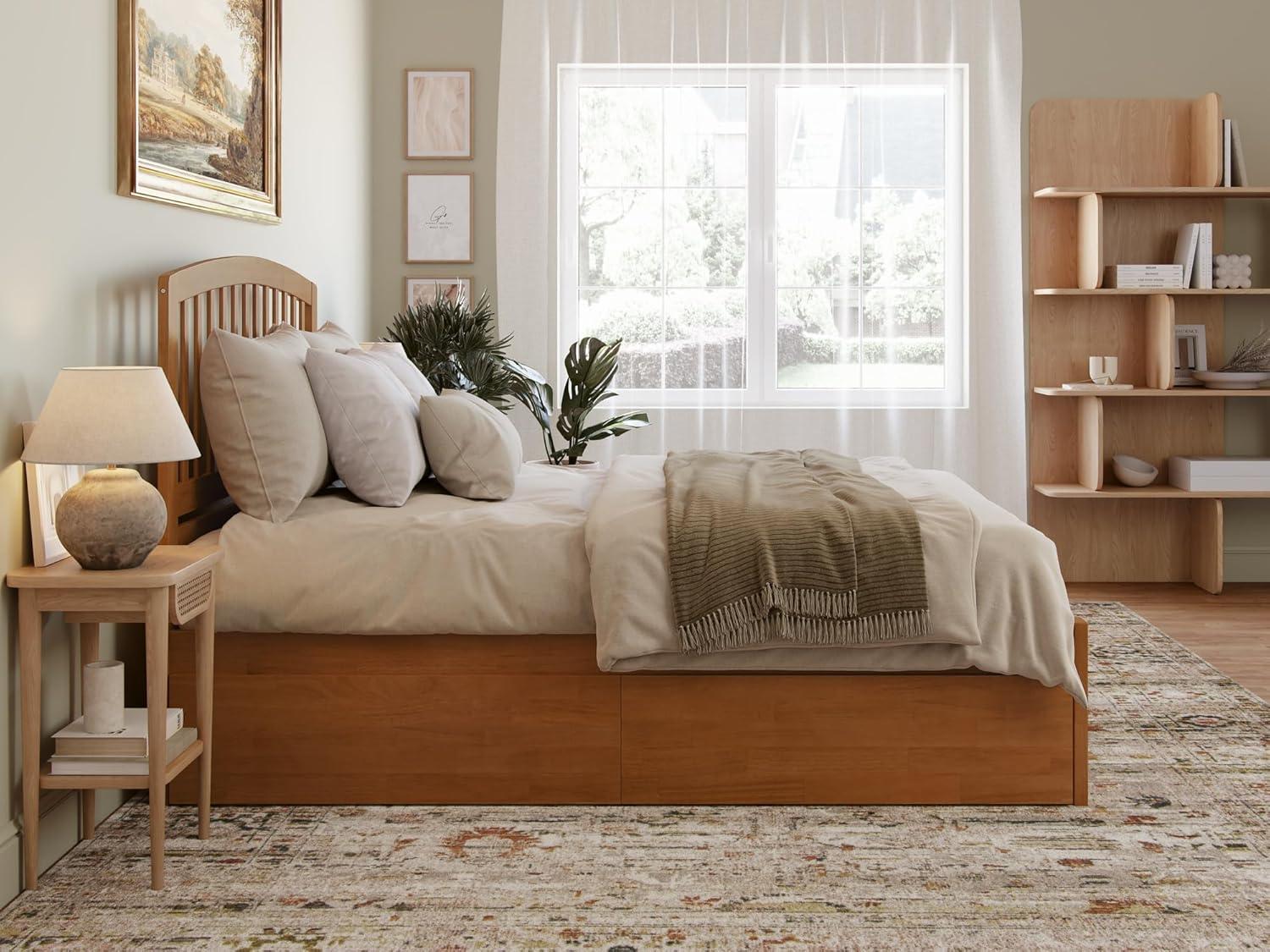 Solid Wood Platform Storage Bed