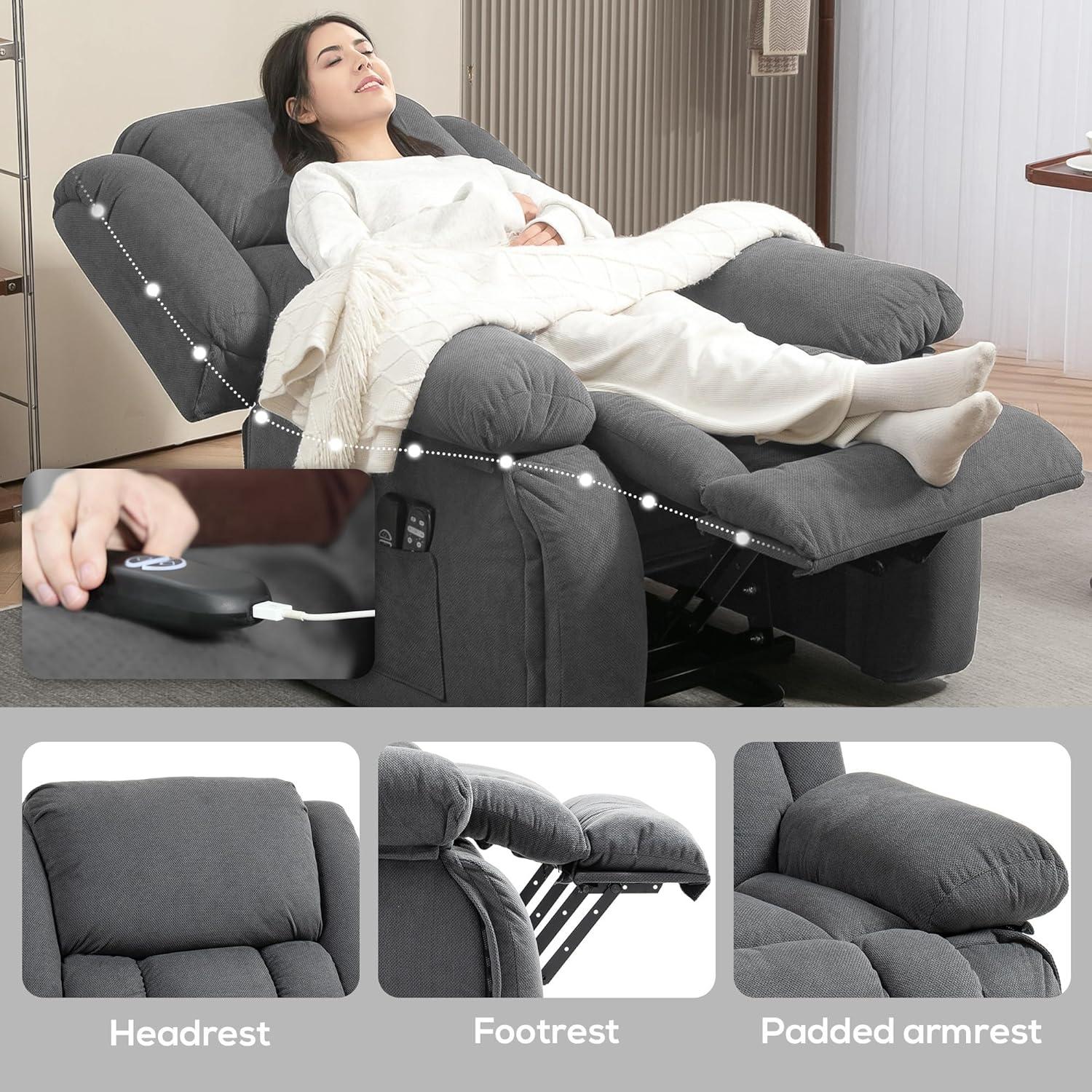 HOMCOM Power Lift Recliner Chair with Massage and Heat, Electric Lift Chair for Elderly, Gray