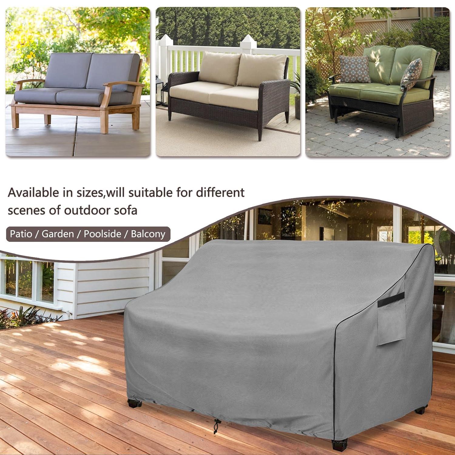 Outdoor Patio Furniture Covers Waterproof ,Durable 3-Seater Sofa Cover Fits up to 79W x 38D x 35H inches