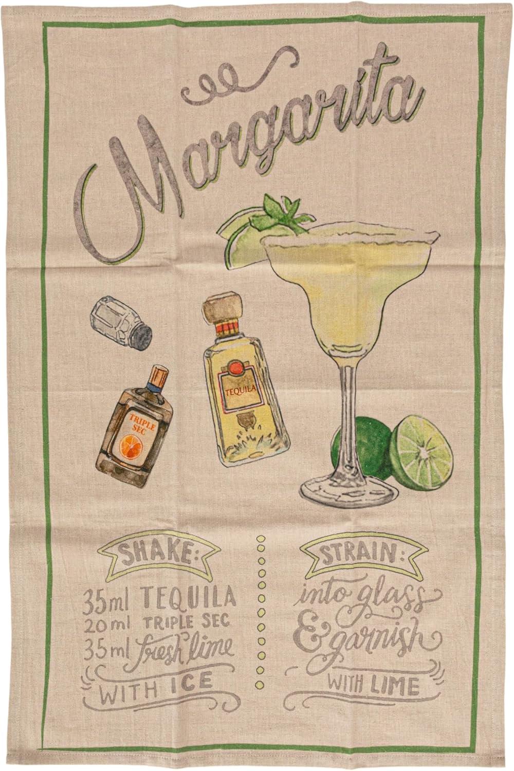 Creative Co-Op Cotton Printed Tea Towel with Cocktail Recipe Prints, Multicolor, Set of 8