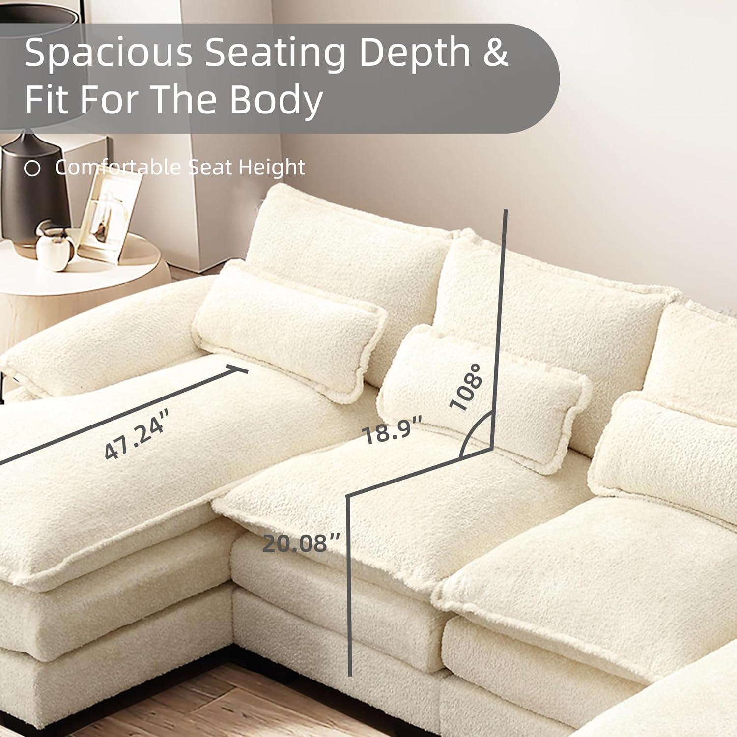 Latitude Run® Millan U Shape Sectional Sofa Cloud Couch, 110" Modern Chenille Comfy Modular Sofa