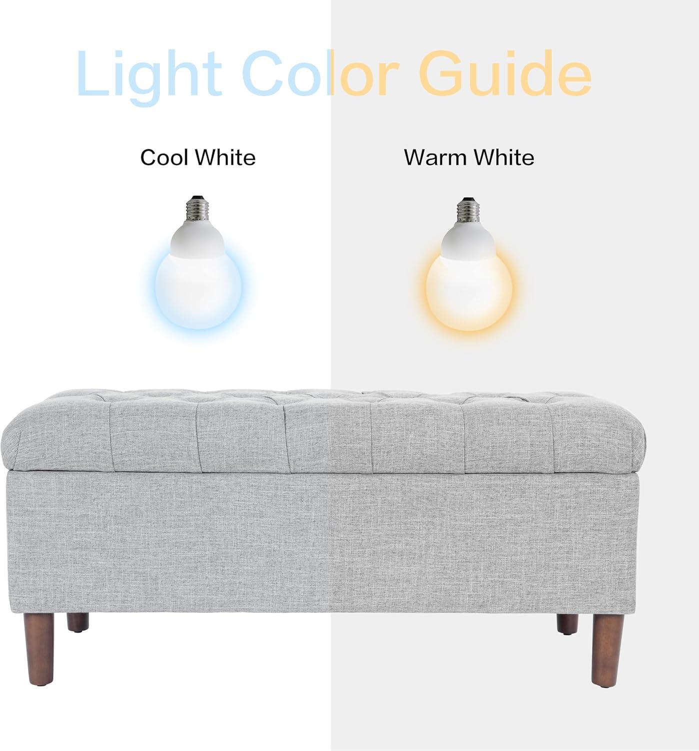 Button Tufted Storage Bench with Cone Wood Legs Gray - HomePop: Hinged Lid, Bedroom Ottoman