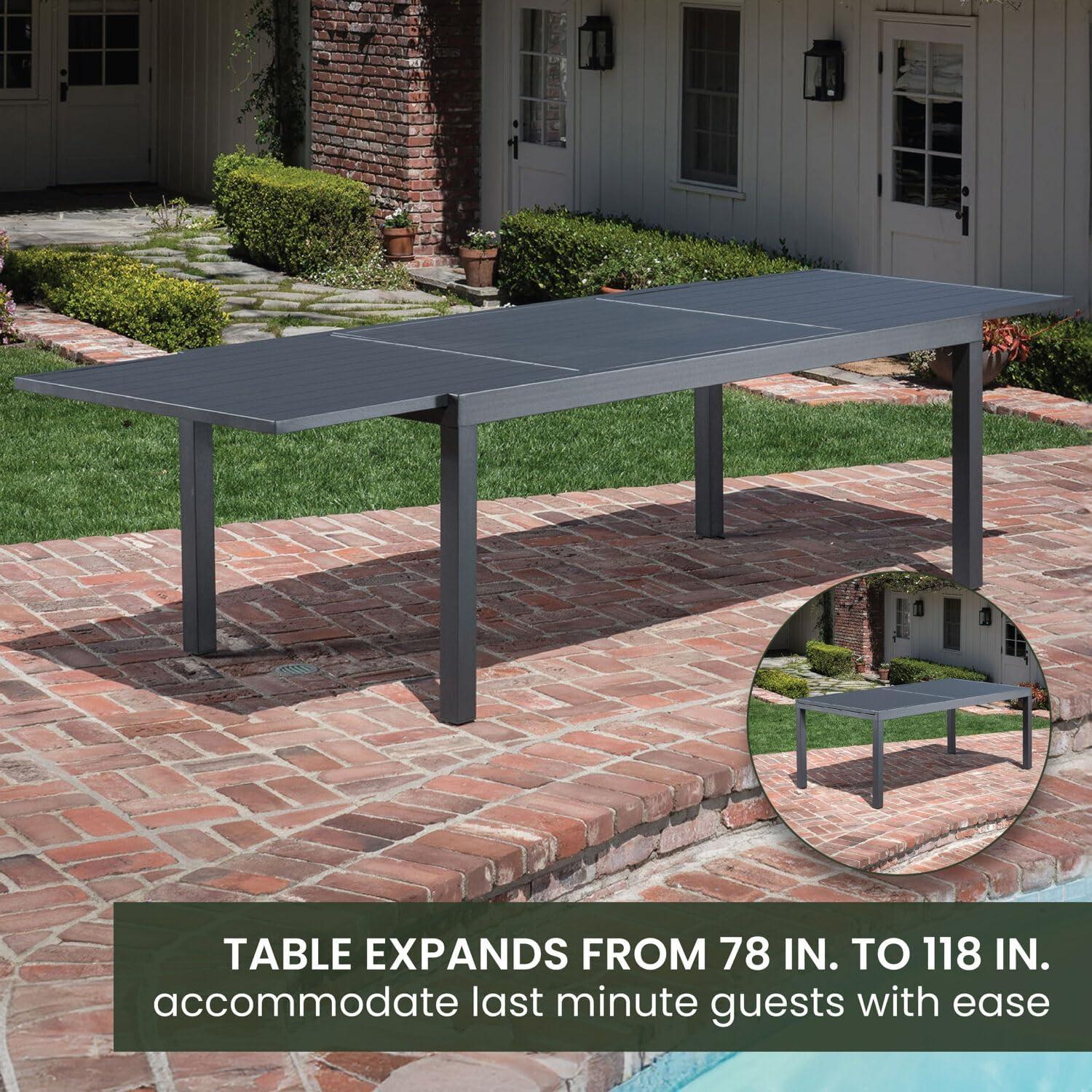 Hanover Naples 11-Piece Outdoor Dining Set, Gray, NAPDN11PCHB-GRY