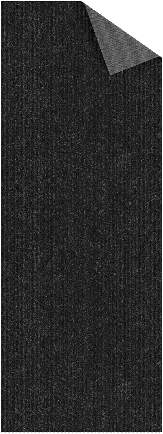 Sweet Home Stores Custom Size Waterproof Non-Slip Rubberback 3x25 Indoor/Outdoor Utility Runner Rug, 2'7" x 25', Black