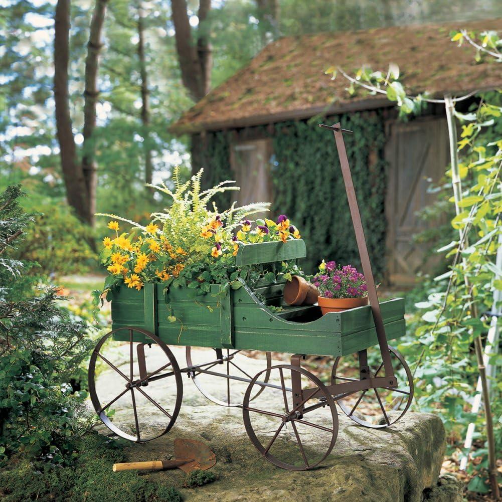 Collections Etc  Wagon Decorative Garden Planter NO SIZE Green