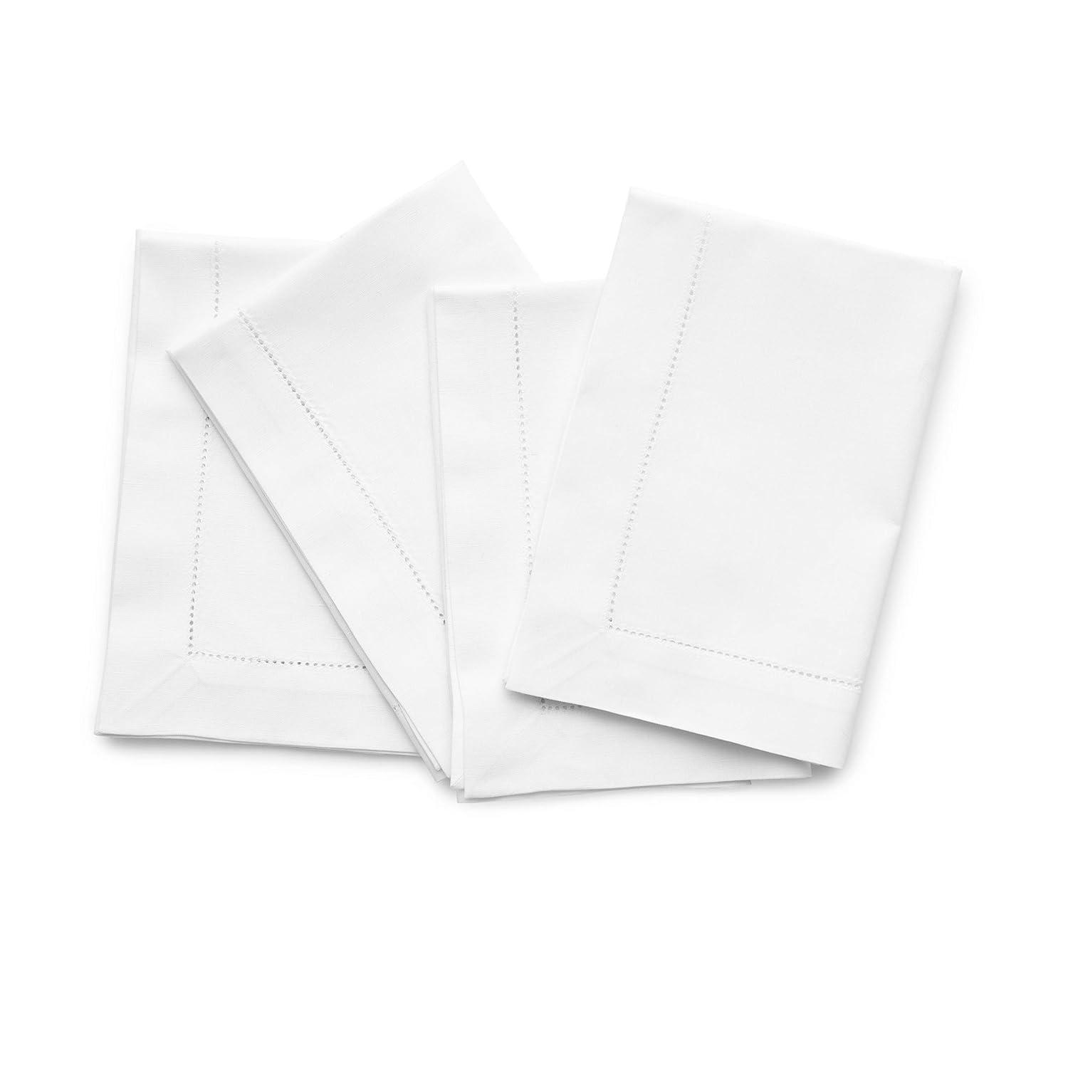 Solino Home Cotton Linen Hemstitch Dinner Napkins (Set of 4)