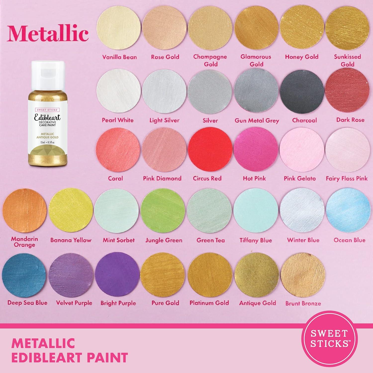 Sweet Sticks Edible Art Metallic Food Paint, 15ml, Antique Gold
