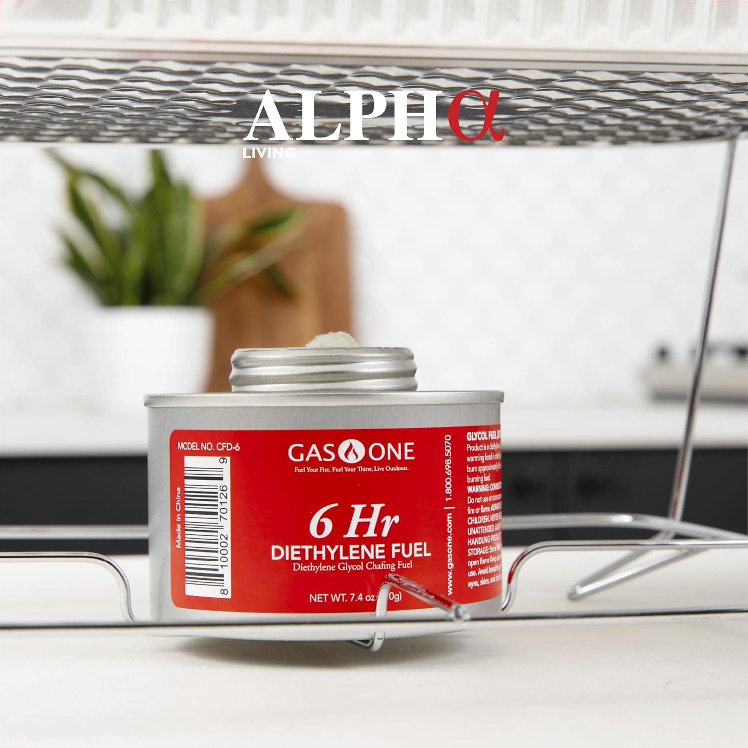ALPHA LIVING Disposable Chafing Dish Buffet Set, Food Warmers for Parties, 6hr Fuel Cans Complete