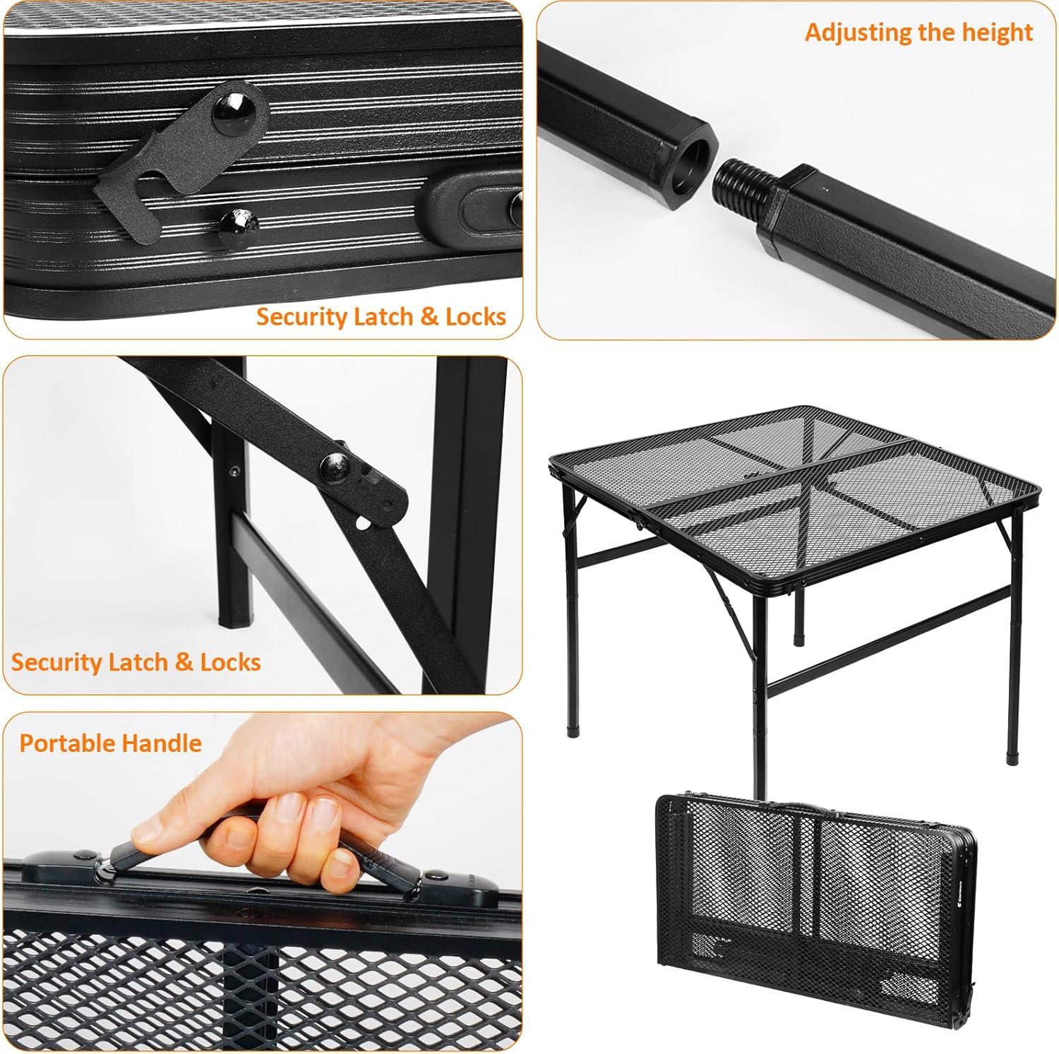 MAXAYA Small Folding Table, Easy For Storage, Compact And Portable Picnic Table For Grill, Outdoor Camping, Garden, Patio, Dining, Bbq, Party, Market, 2ft (small, Black)