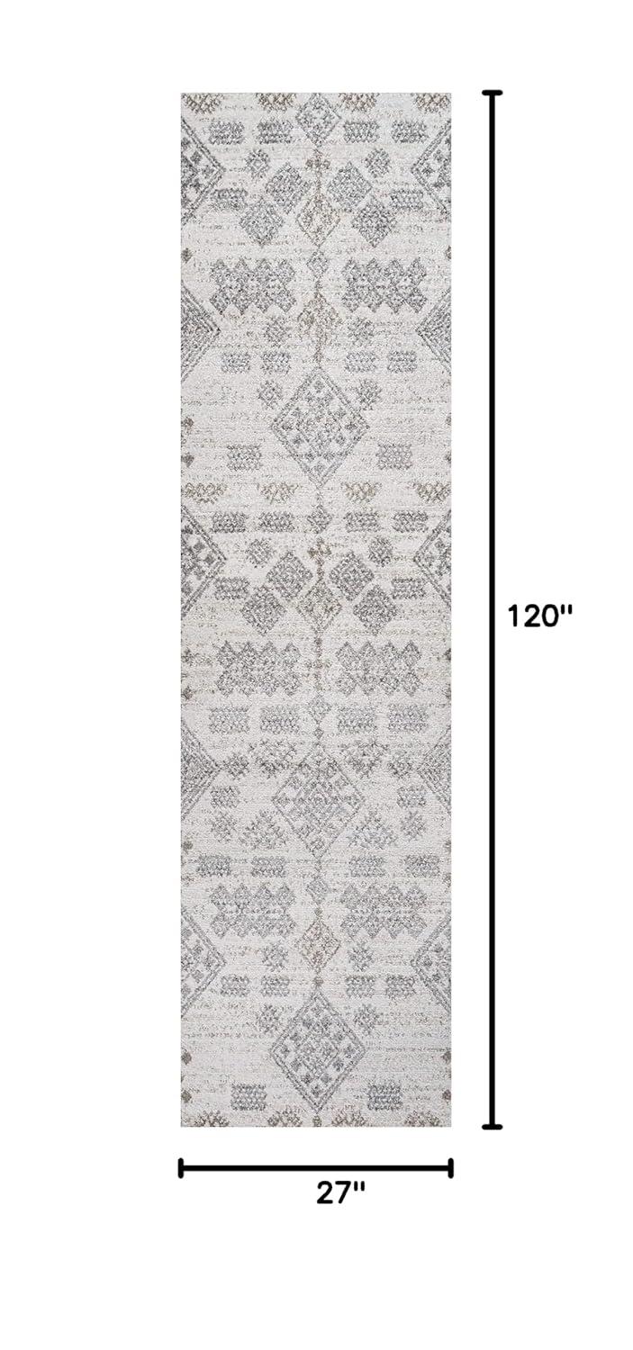 2'x10' Bhalil Berber Diamond Geometric Runner Rug, Beige - JONATHAN Y