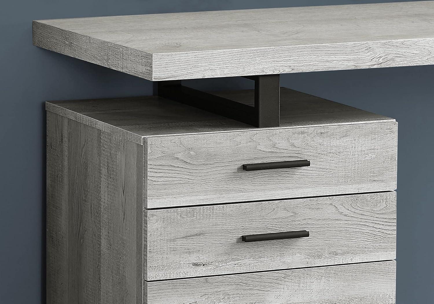 Monarch Specialties Computer Desk Home Office Laptop Left Right Set-Up Storage Drawers 48InchL Work Metal Laminate Grey Black Contemporary Modern