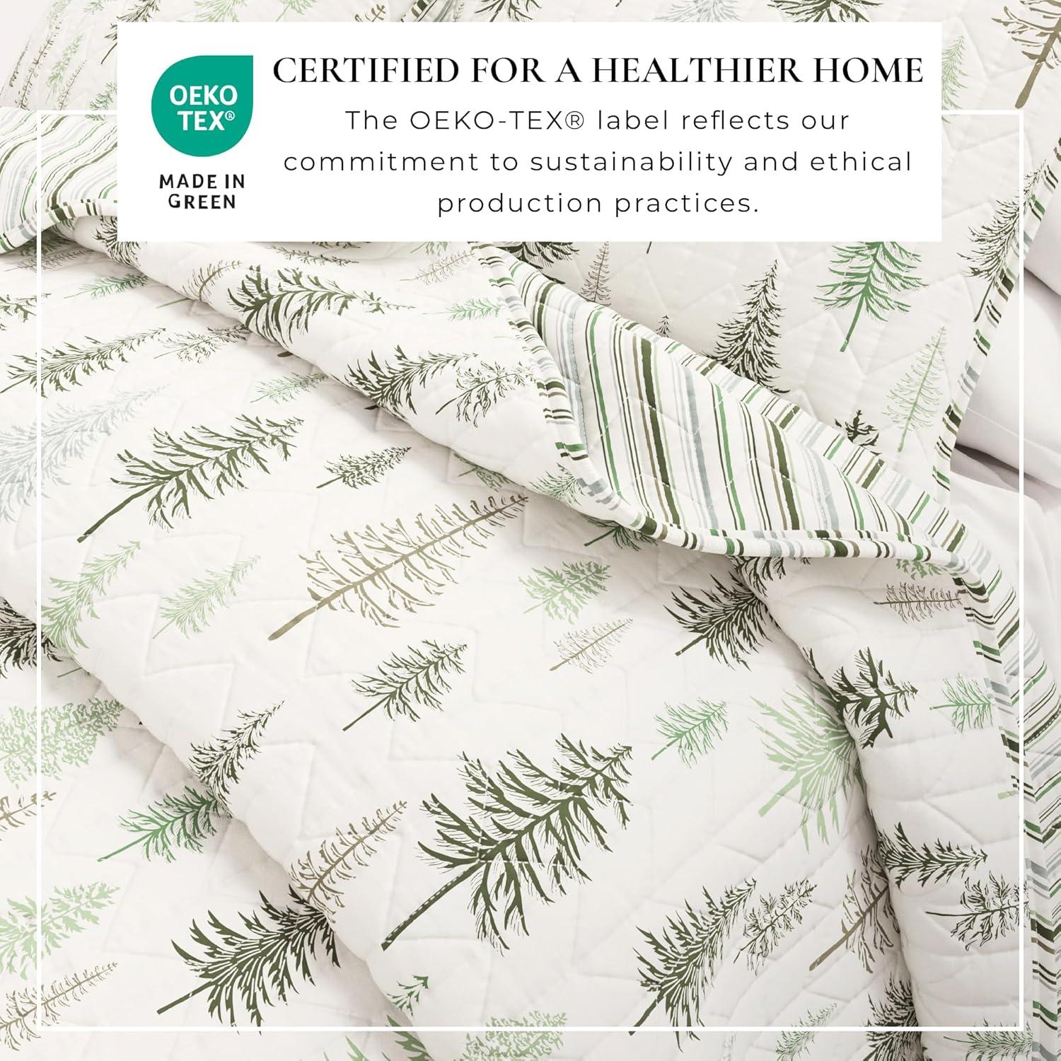 FreshFolds Green Forest Reversible Lodge Quilt Set with Shams