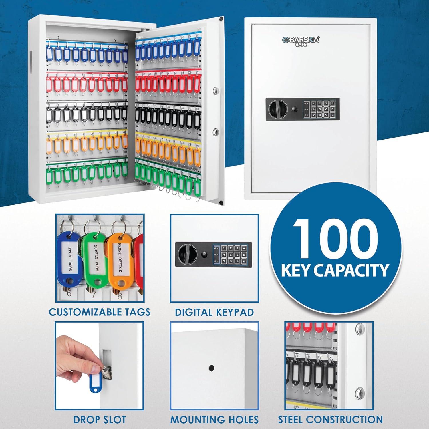 BARSKA 100 Key Cabinet Digital Wall Safe AX13262