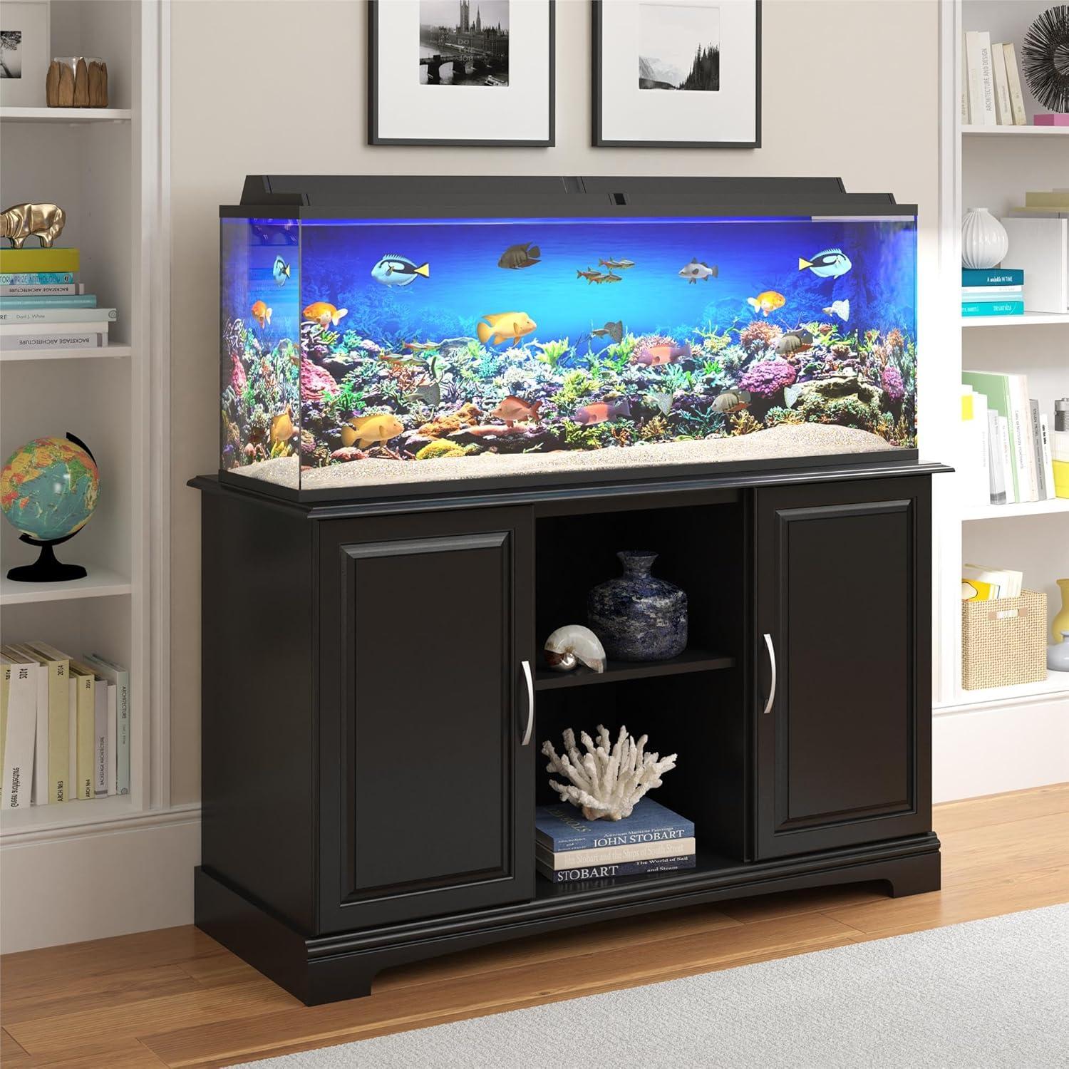 Flipper by Ollie & Hutch Harbor 50 - 75 Gallon Aquarium or Terrarium Tank Stand, Black
