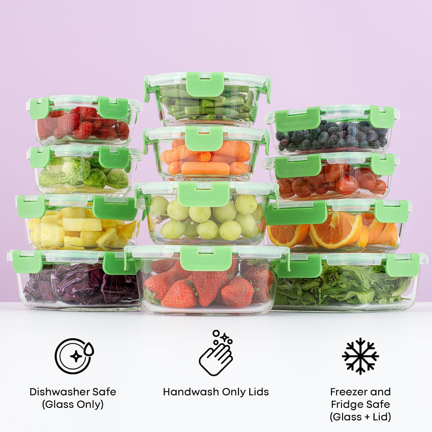 JoyJolt JoyJolt 24-Piece Glass Storage Container Kitchen Food Storage Set with Lids