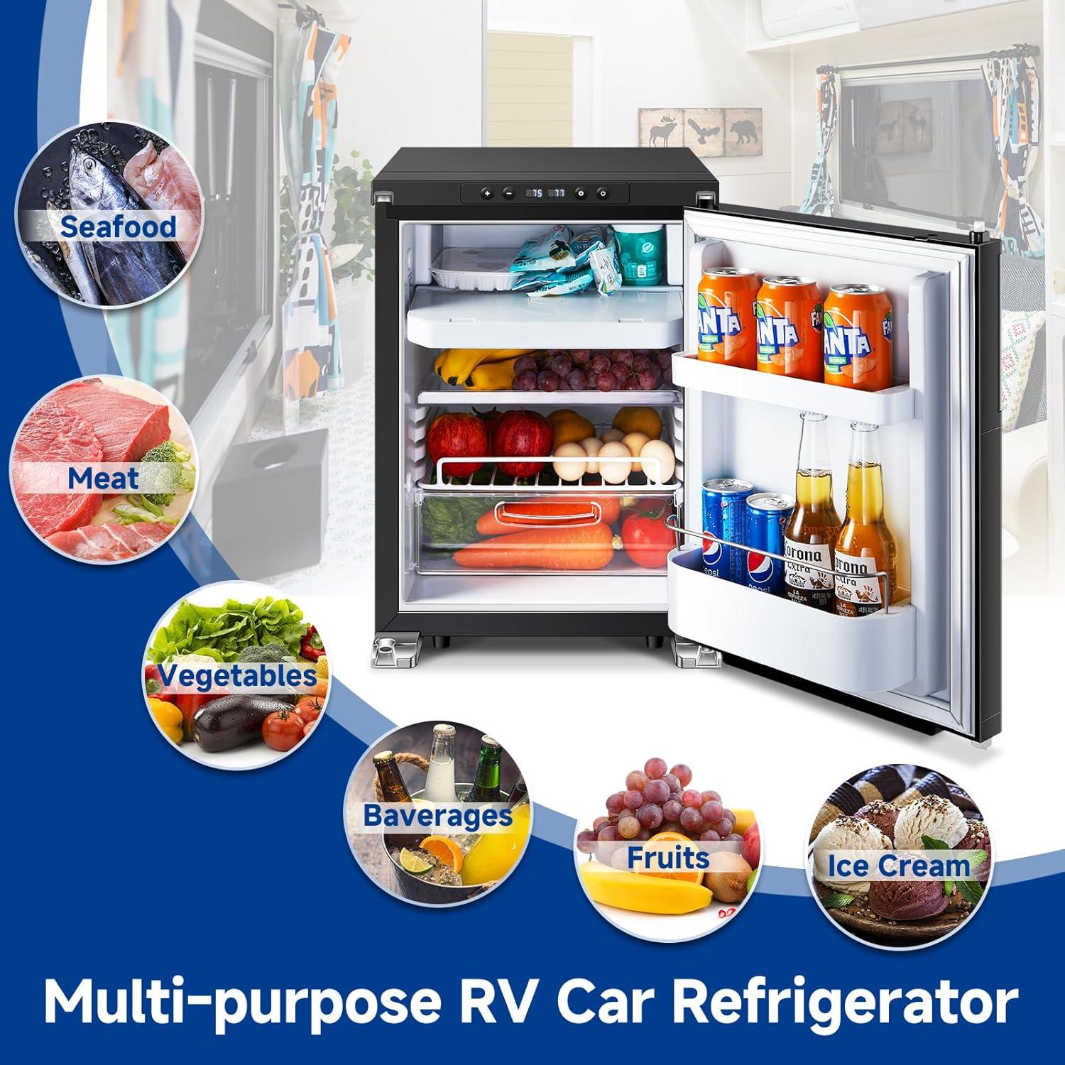 1.6 cu.ft. 45L RV Fridge and Freezer, Car Refrigerator with Lock, (-4℉-46℉) Outdoor Refrigerator in Black