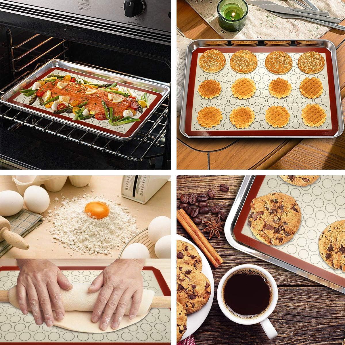 Stainless Steel Non-stick Cookie Sheet Set with Silicone Mats