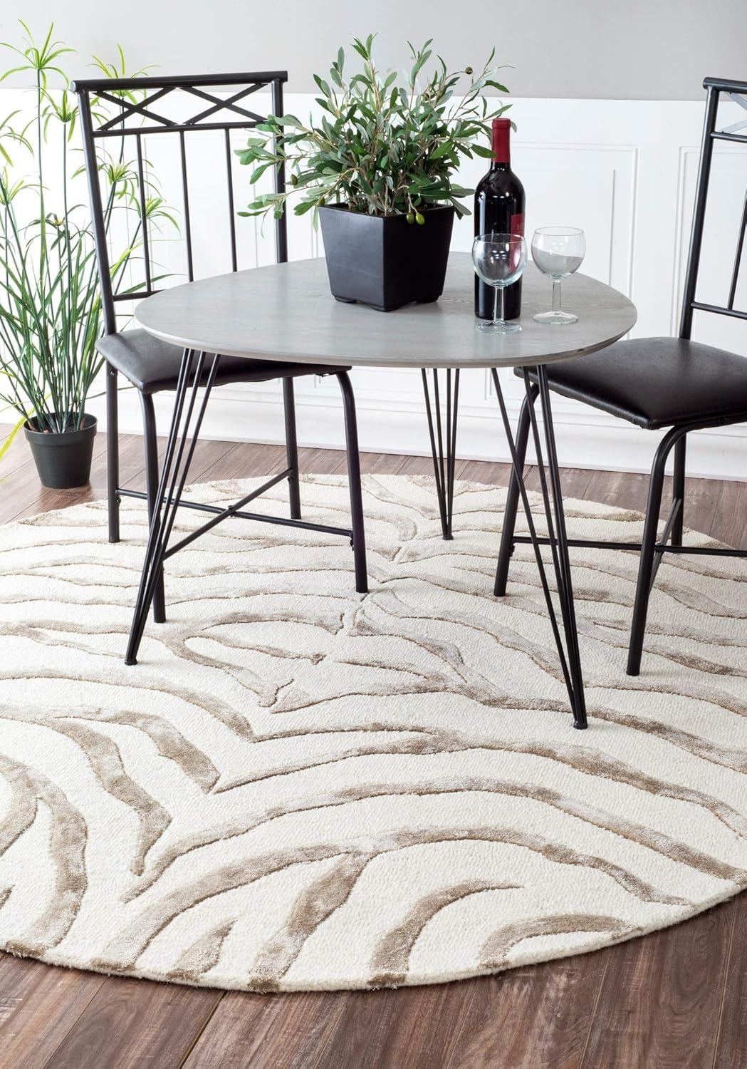 Hand Tufted Chic Zebra Print Gray Wool-Viscose 2x3 Accent Rug