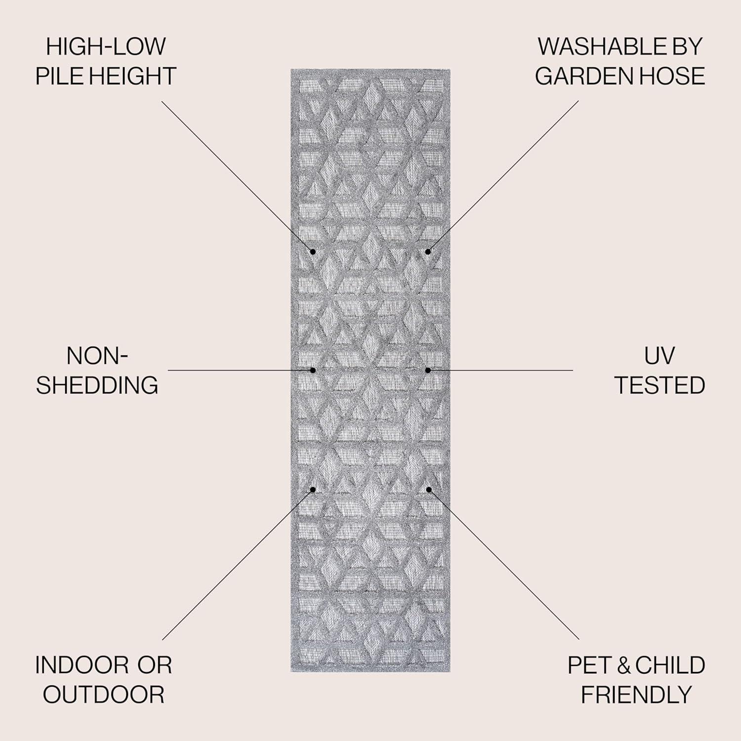 Talaia Neutral Geometric Indoor/Outdoor Area Rug - JONATHAN Y