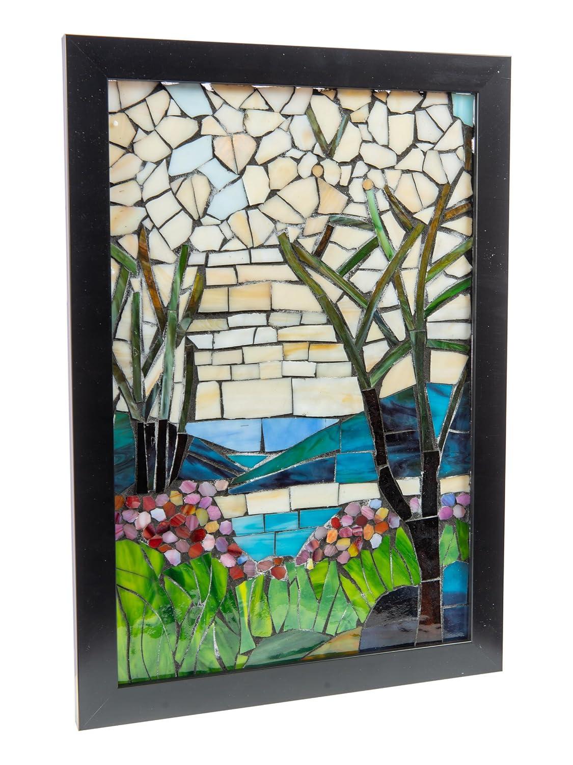 Magnolia Iris Mosaic Art Glass Wall Panel
