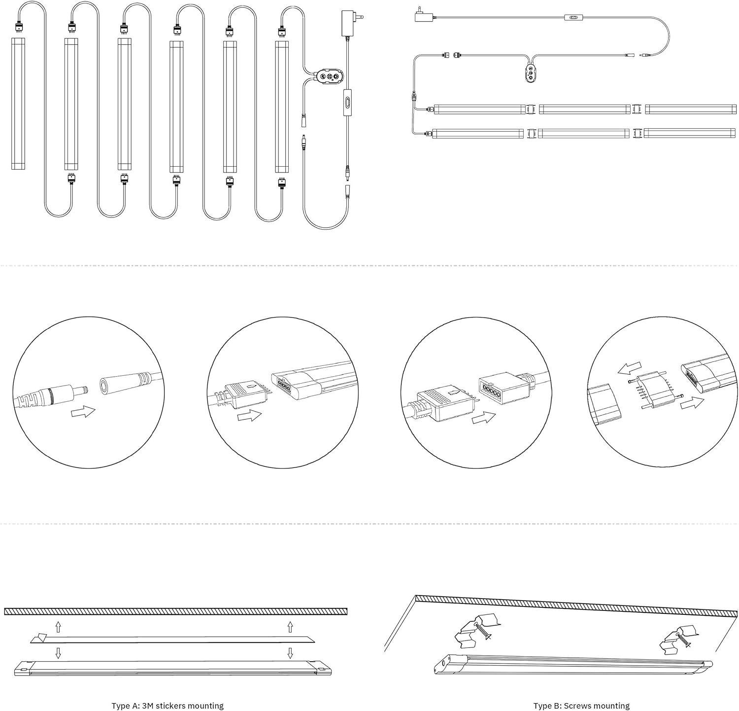 Smart RGB LED Under Cabinet Light Bars with Voice Control