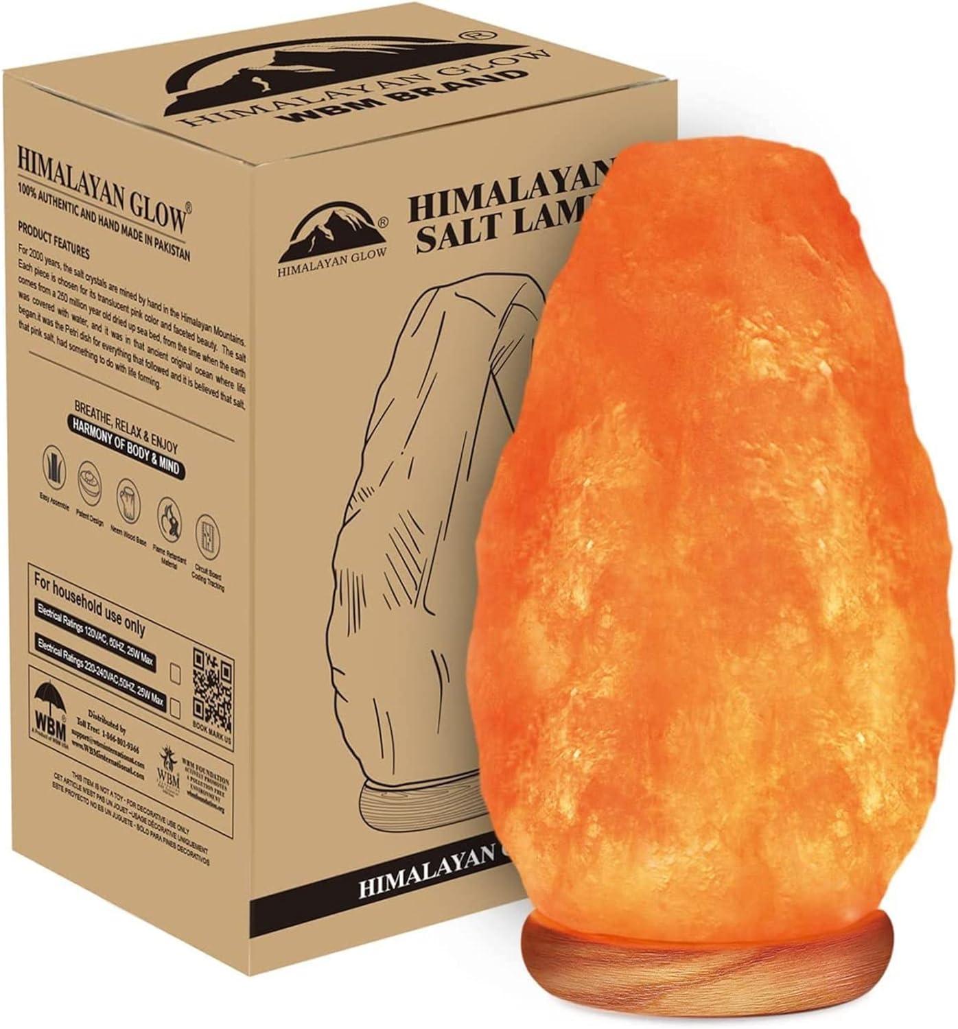 Himalayan Glow Natural Himalayan Salt Lamp with Dimmer Switch - All Natural and Handcrafted with Wooden Base – 6-8 lbs