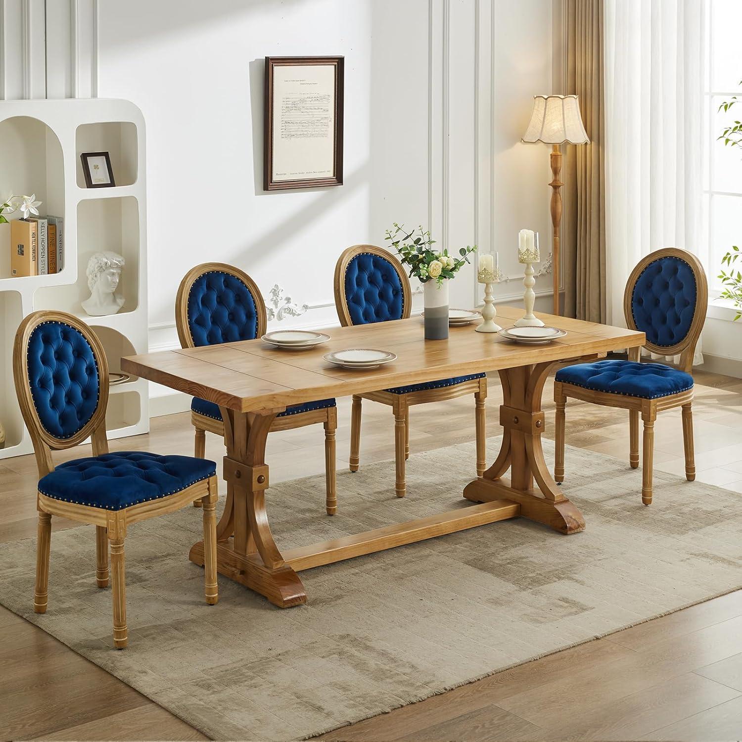 One Allium Way® French Style Vintage Solid Wood Upholstered Dining Chair (Set of 4)