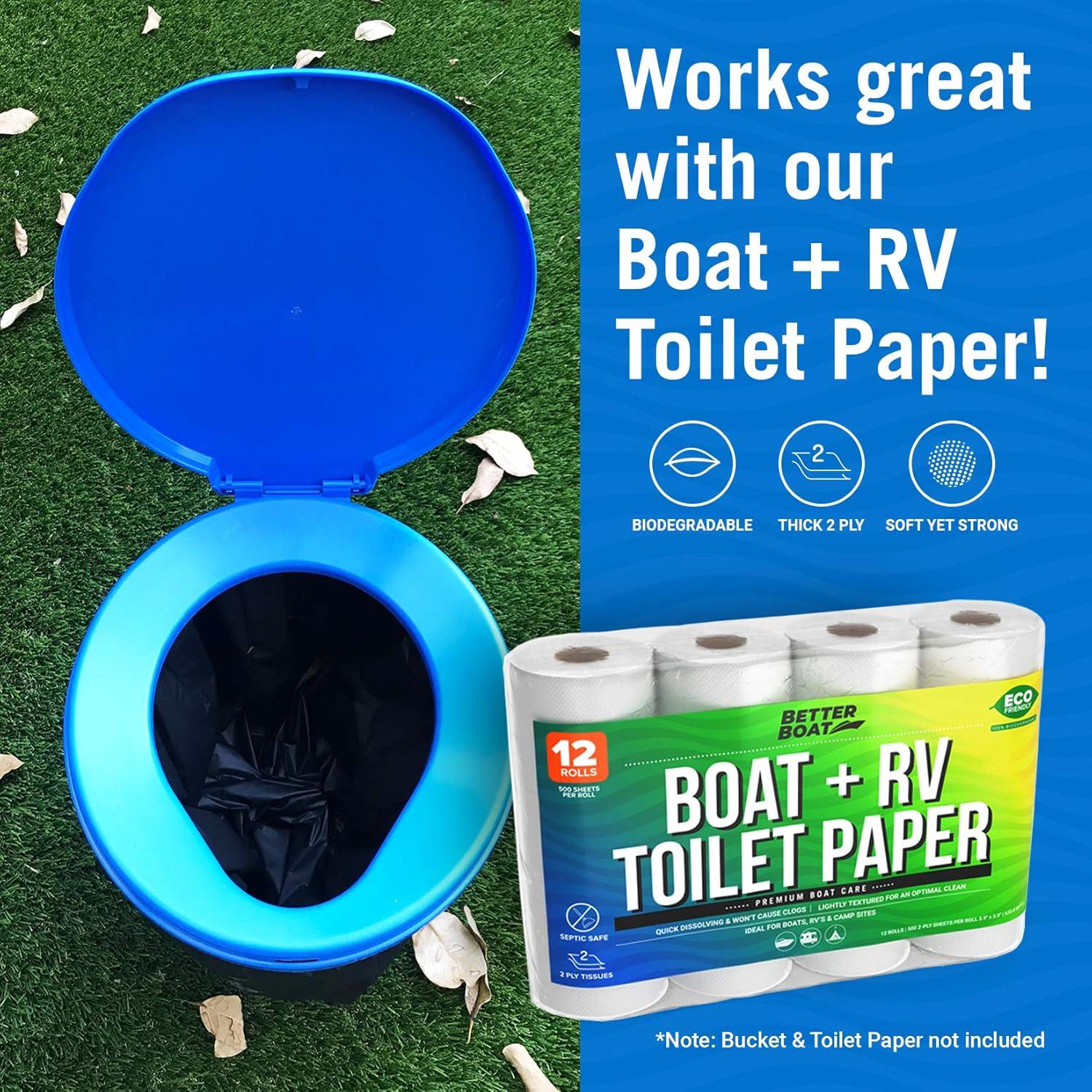 Portable Camping Toilet Kit, 5-Gallon & 8-Gallon Bucket Toilet Seat with Lid, Waste Bags & Carry Case for Boating, Outdoor, Travel, and Emergency Use. Ideal Bathroom Solution for Adults