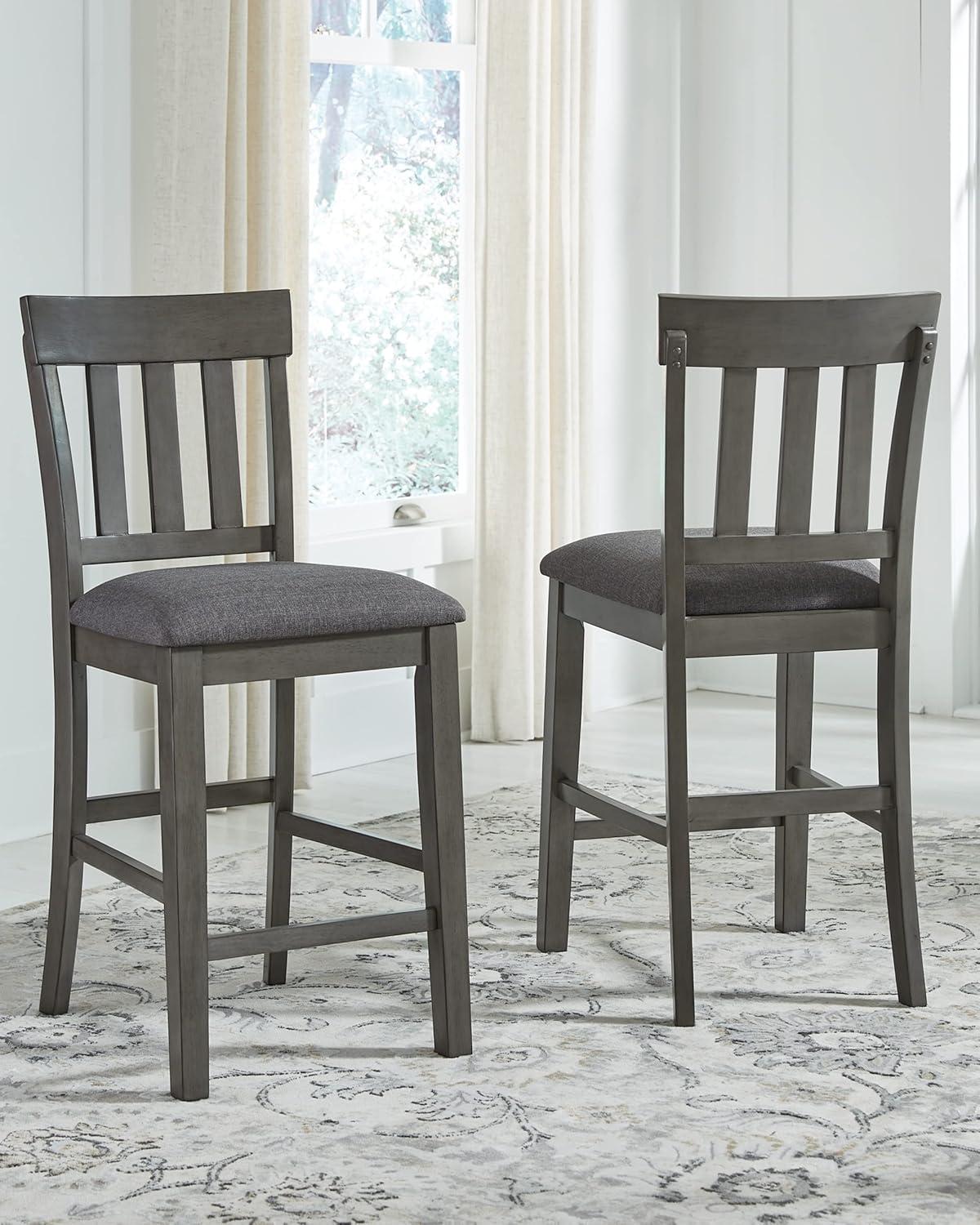 Signature Design by Ashley Hallanden Counter Height Upholstered Barstool, Set of 2, Two-Tone Gray