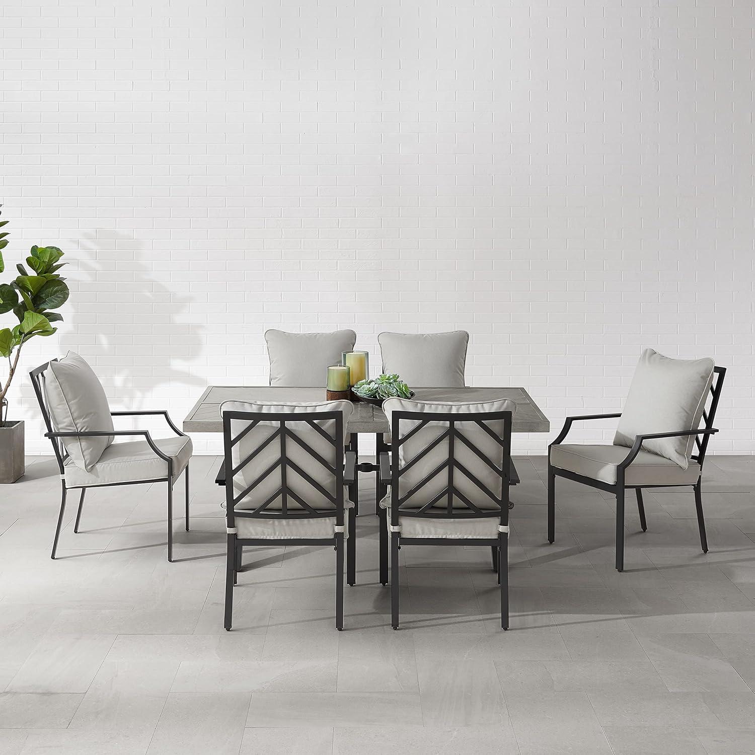 Otto 7-Piece Matte Black and Gray Outdoor Dining Set