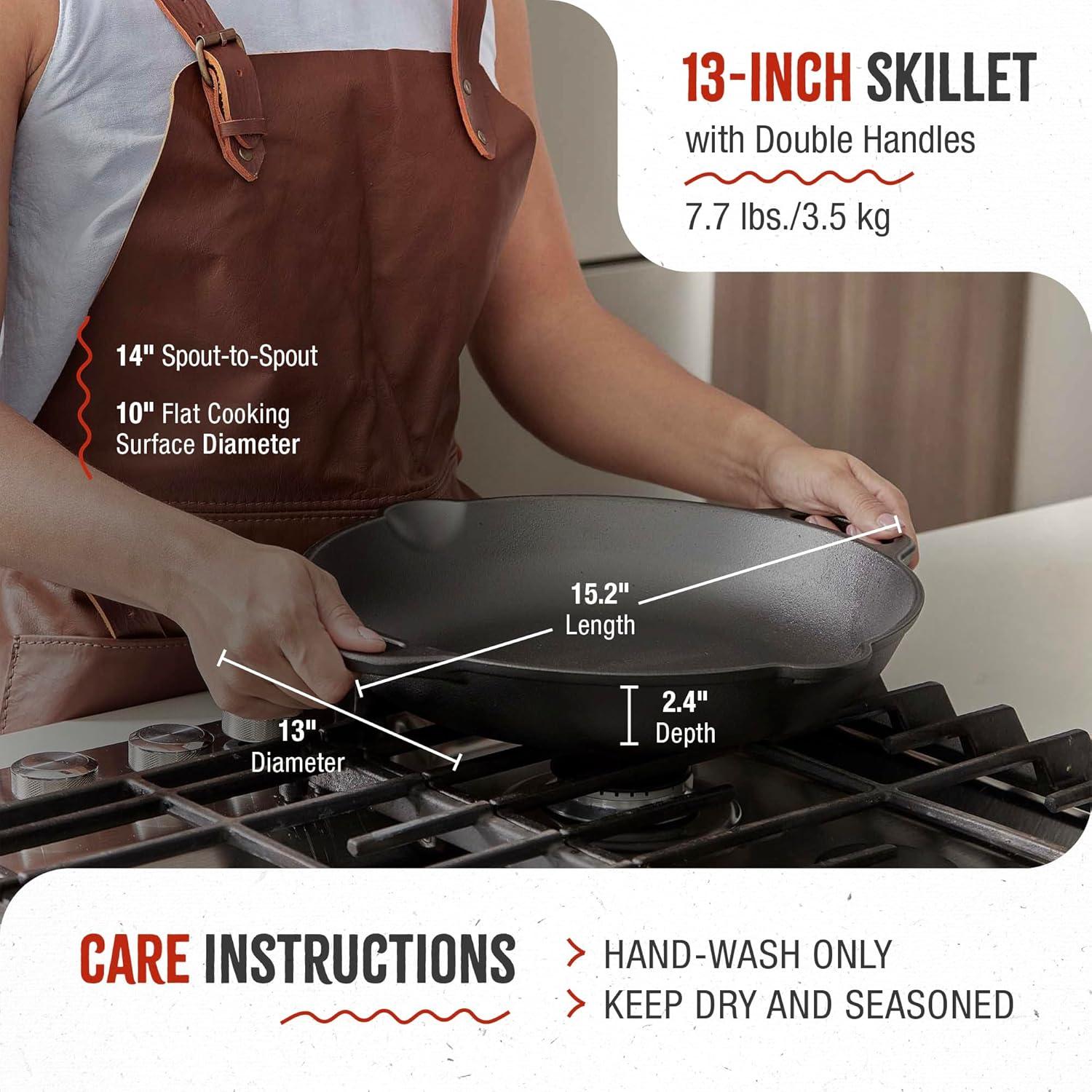 Victoria Victoria Cast Iron 13" Everyday Skillet with Loop Handles