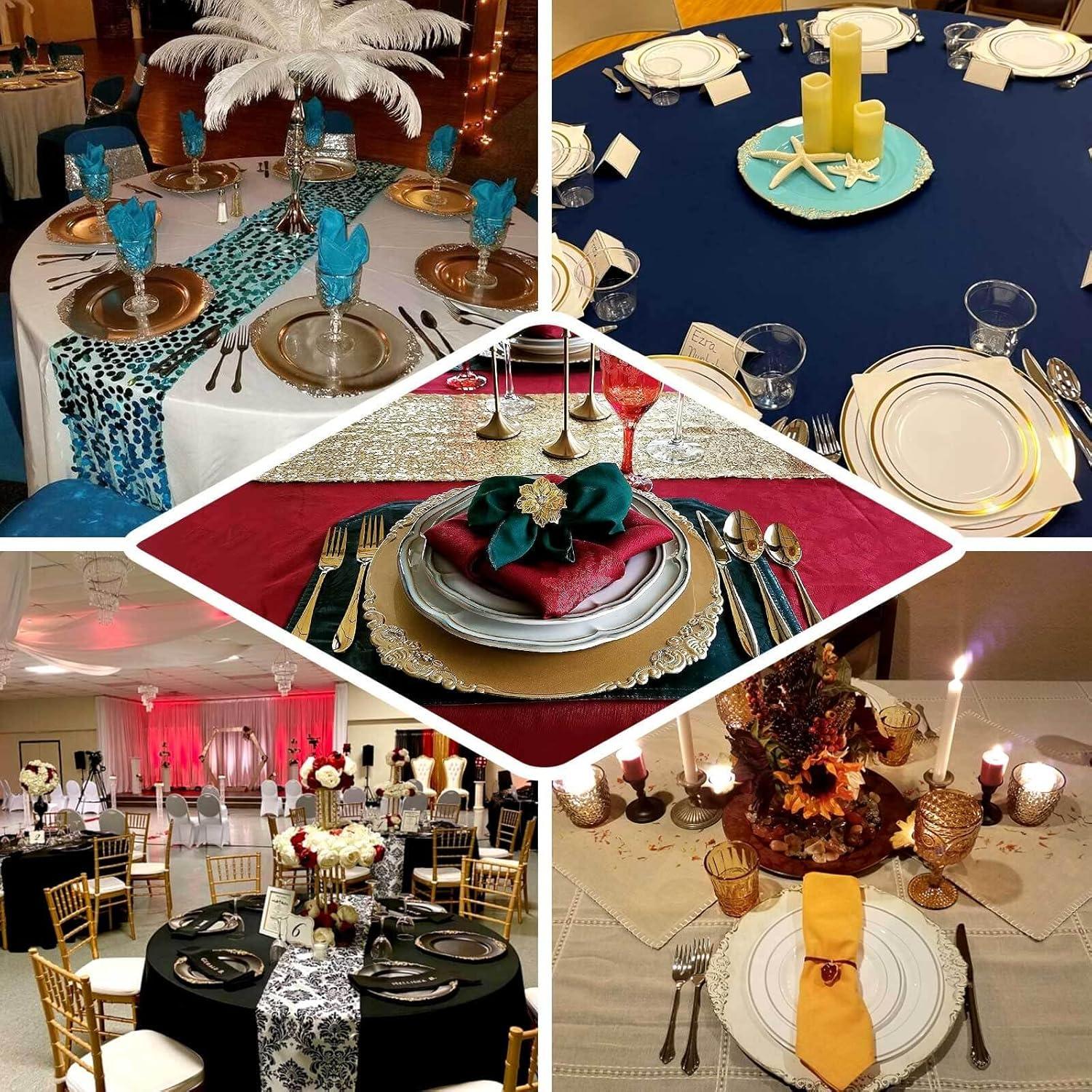 Efavormart 6 Pack Clear Silver 13" Round Baroque Charger Plates Leaf Embossed Rim for Tabletop Decor Catering Event Decoration